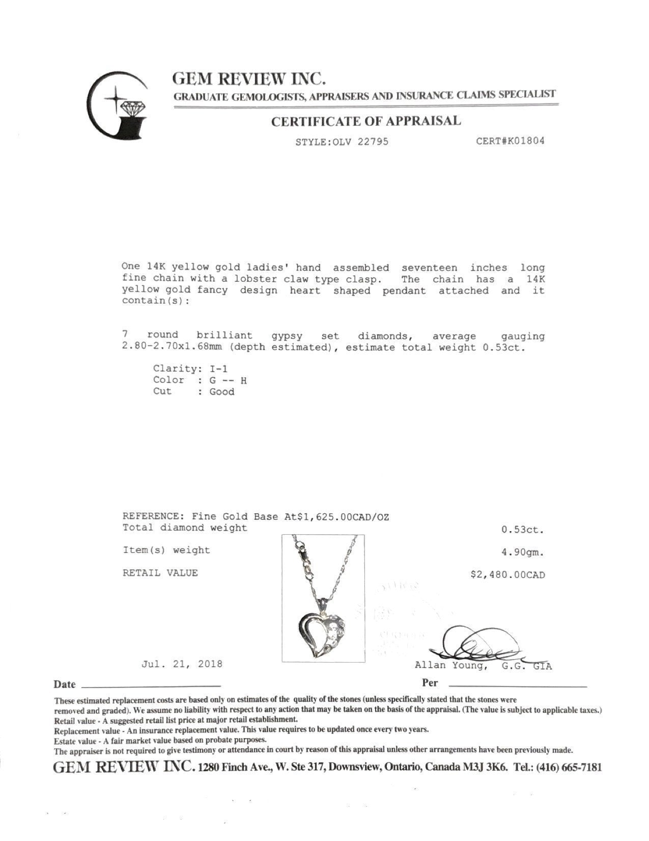 Diamond Heart Pendant Necklace