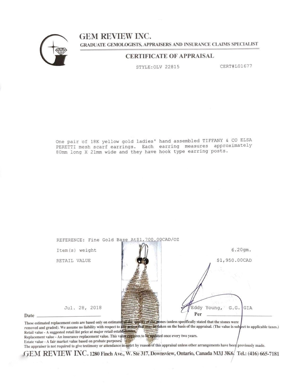 Tiffany & Co. Elsa Peretti Mesh Scarf Earrings