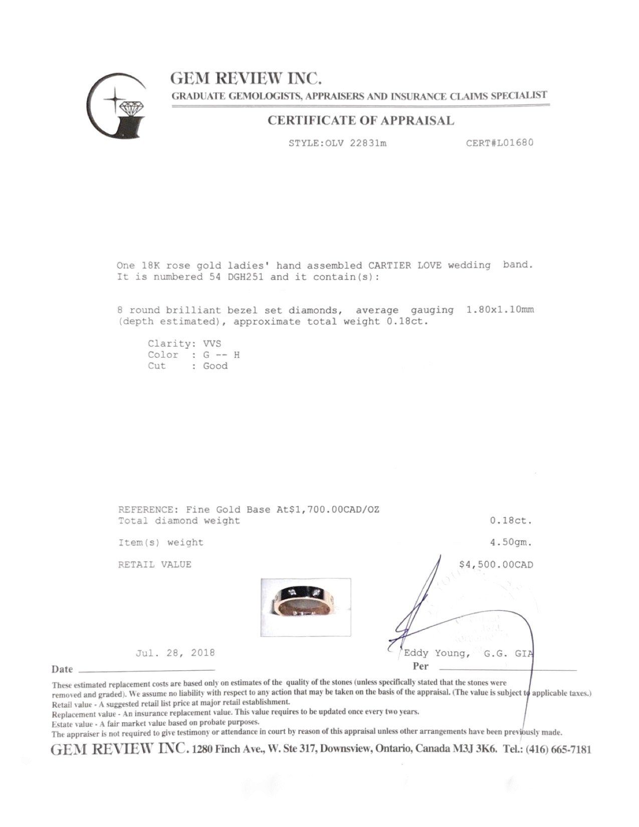 Cartier Love Wedding Band with 8 Diamonds