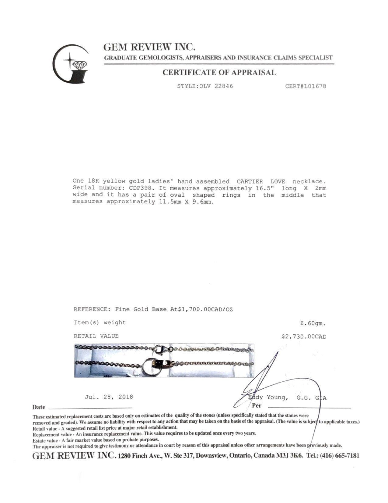 Cartier Love Necklace