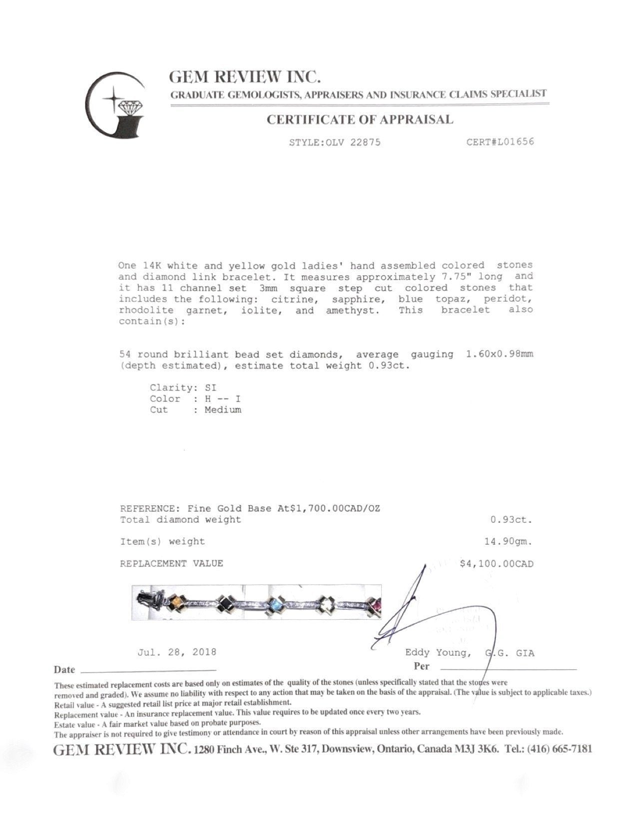 Diamond and Coloured Stone Bracelet