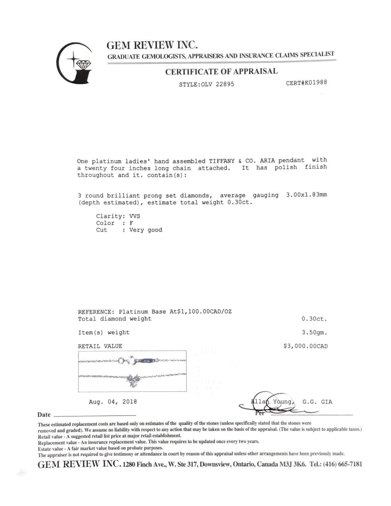 Tiffany & Co. Aria Diamond Pendant Necklace