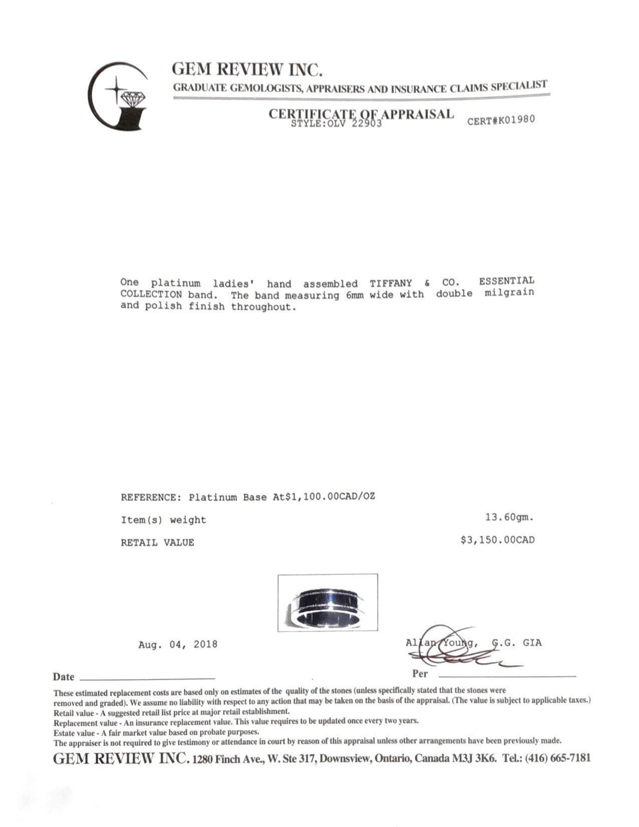 Tiffany & Co. Double Milgrain Essential Band Ring