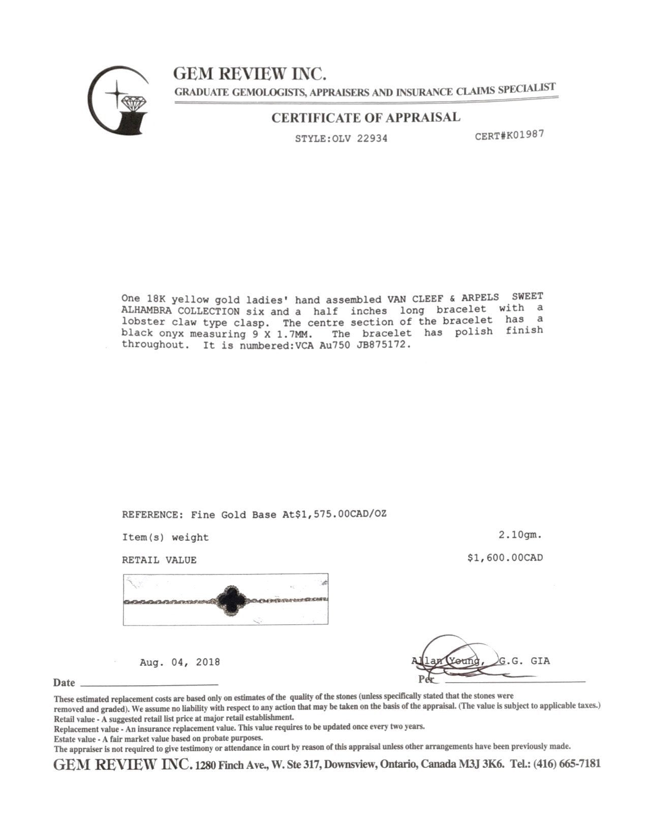 Van Cleef & Arpels Sweet Alhambra Bracelet with Black Onyx