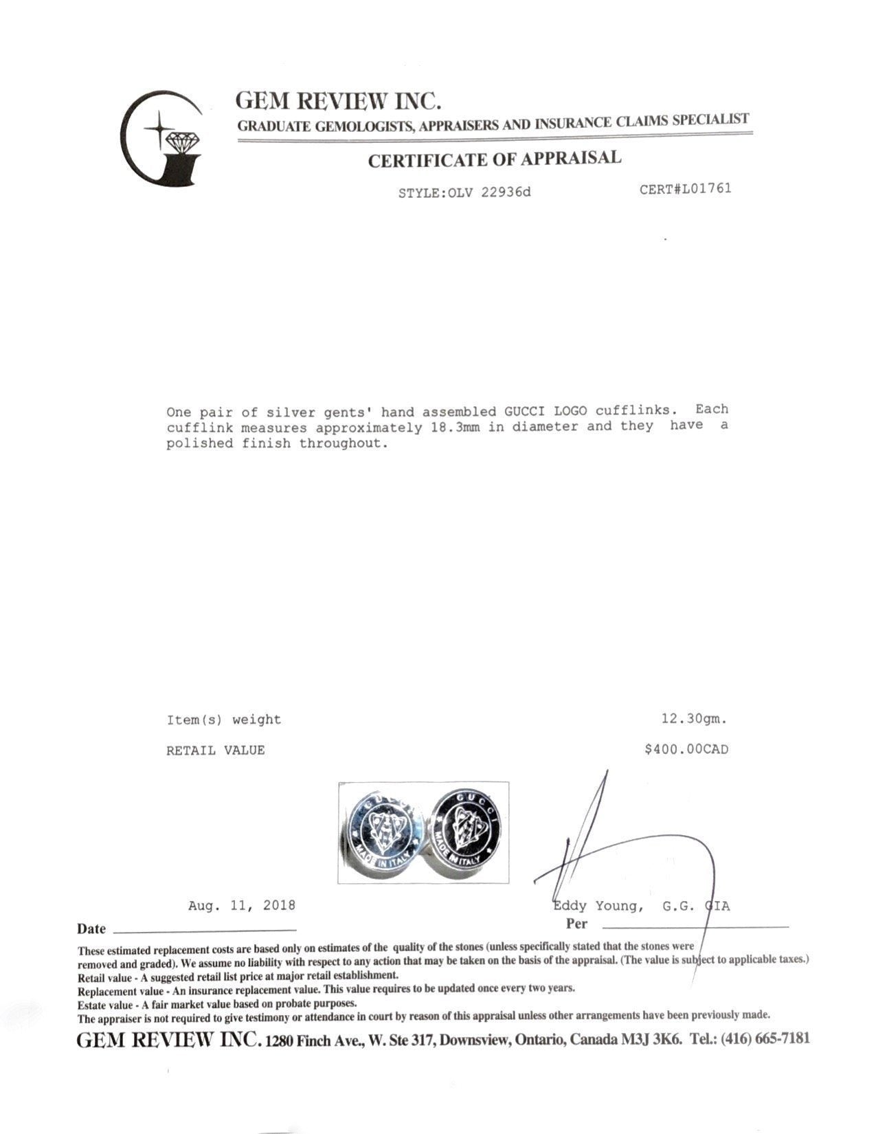 Gucci Logo Cufflinks