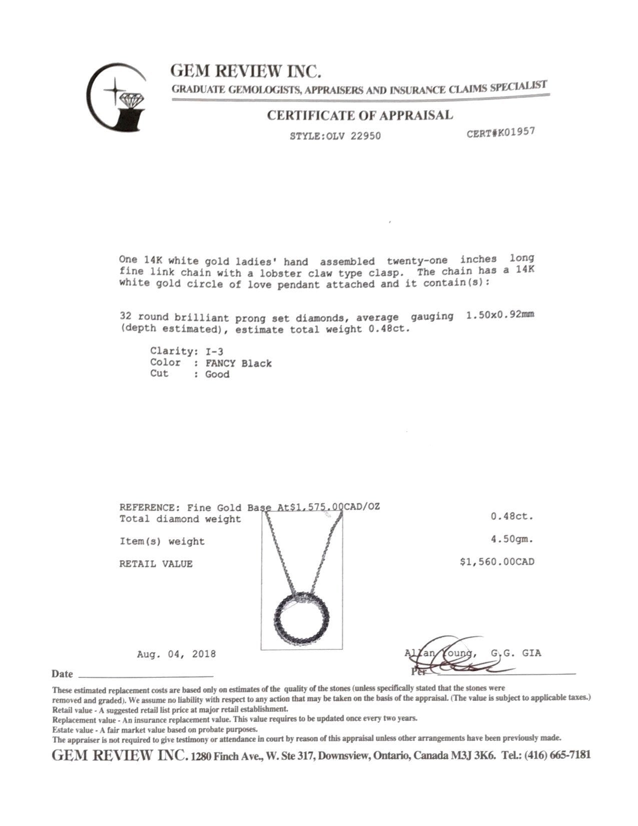 Black Diamond Circle Pendant Necklace