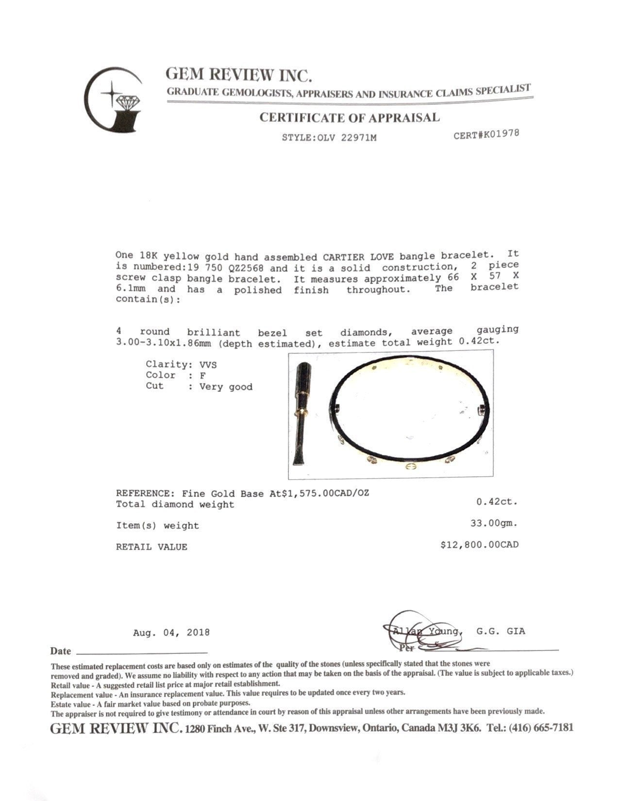 Cartier Love Bracelet with 4 Diamonds