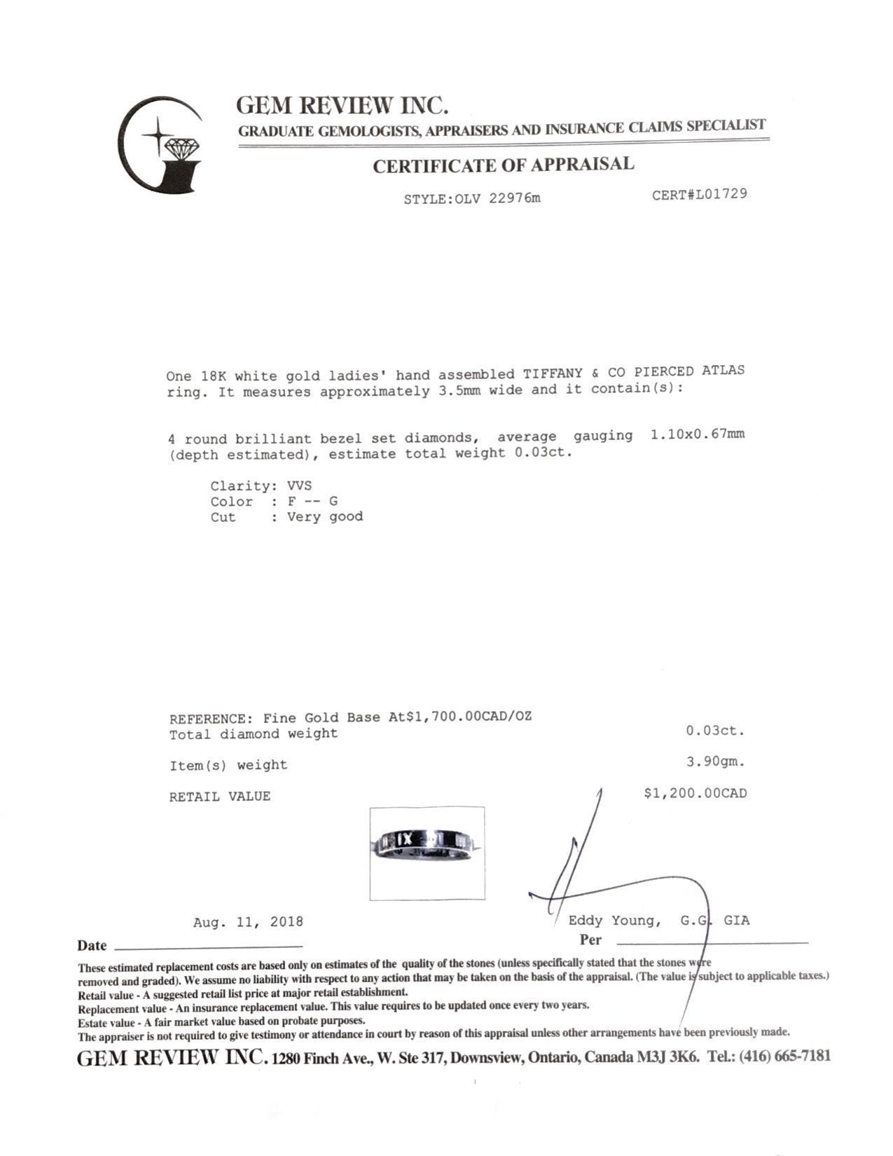 Tiffany & Co. Atlas Pierced Ring with Diamonds