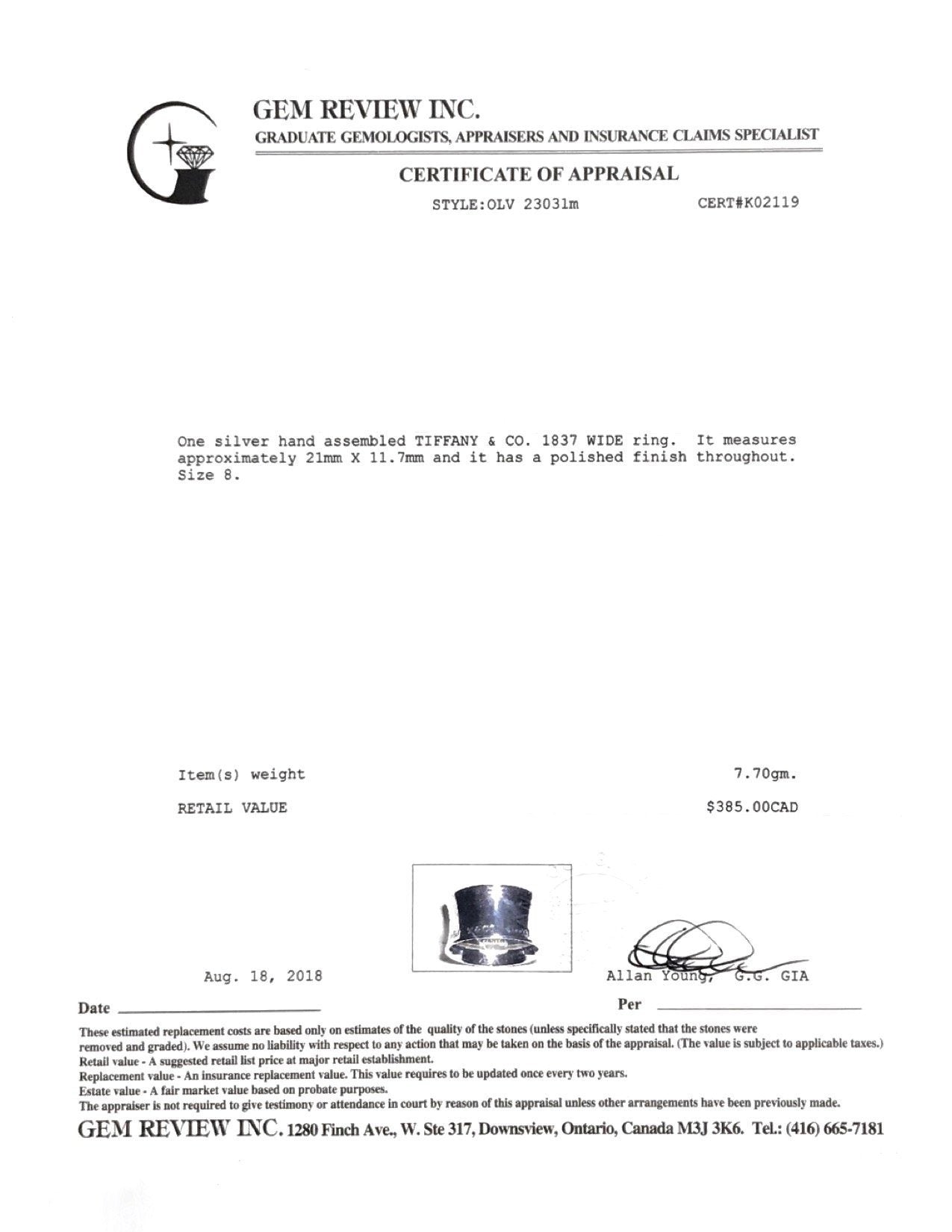 Tiffany & Co. 1837 Wide Ring