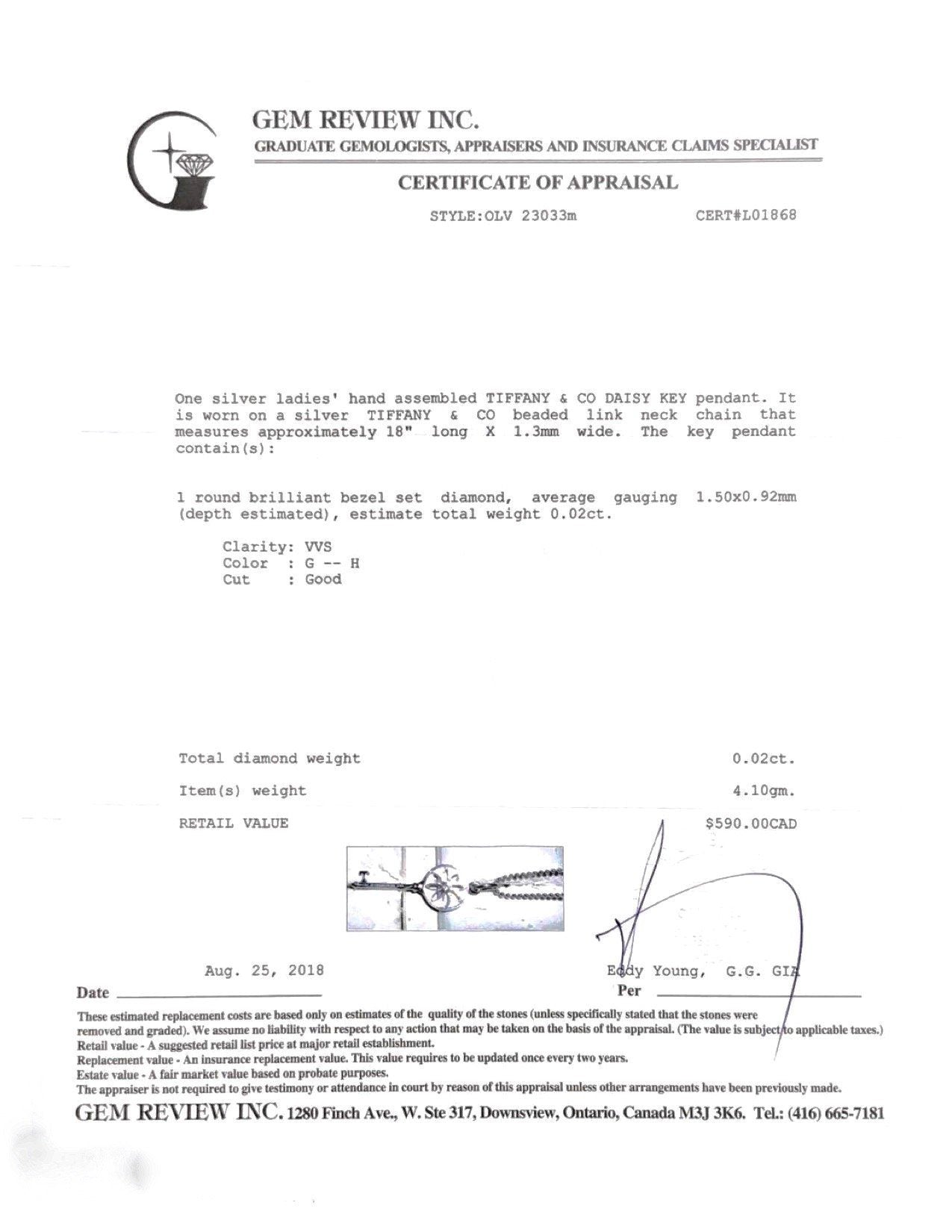 Tiffany & Co. Daisy Key Pendant Necklace