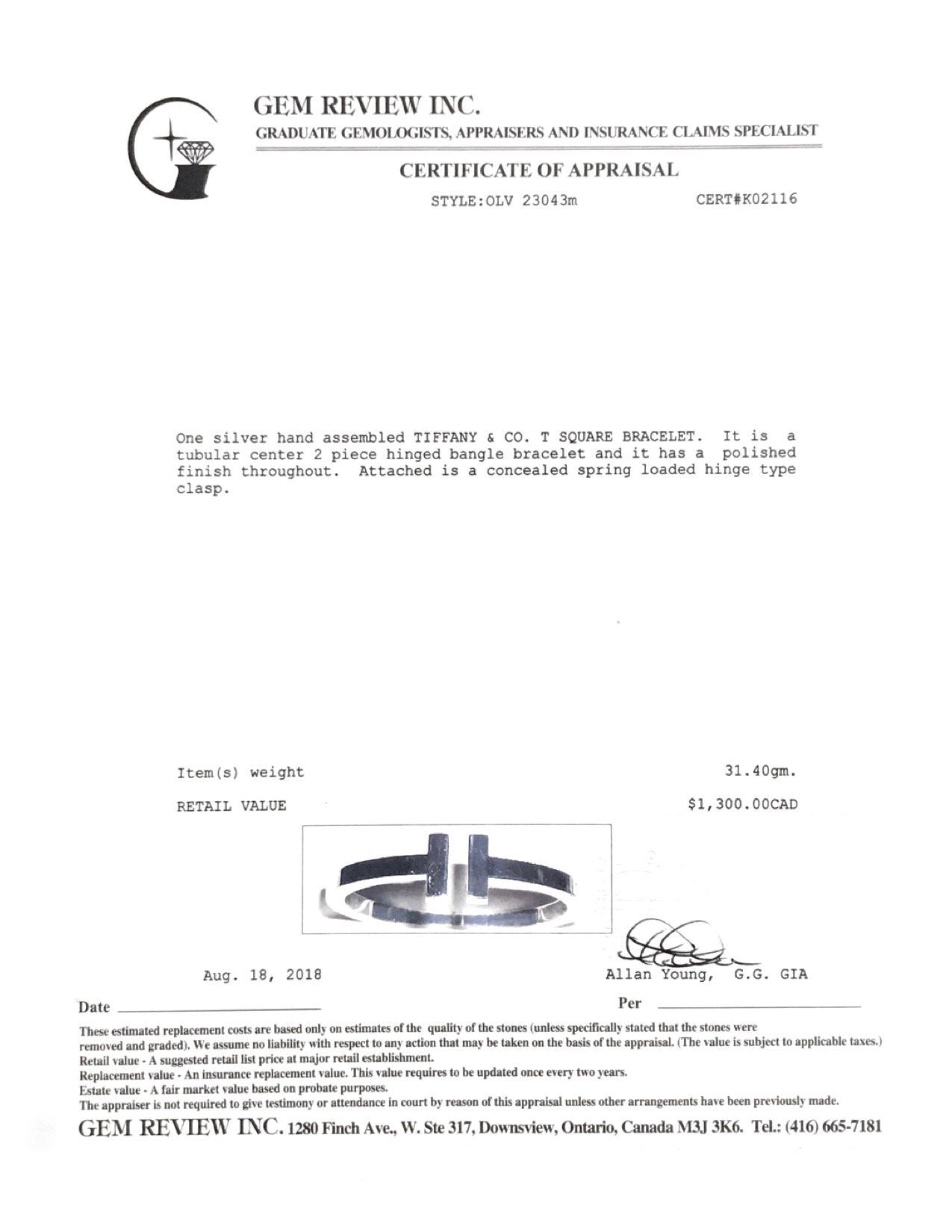 Tiffany & Co. T Square Bracelet