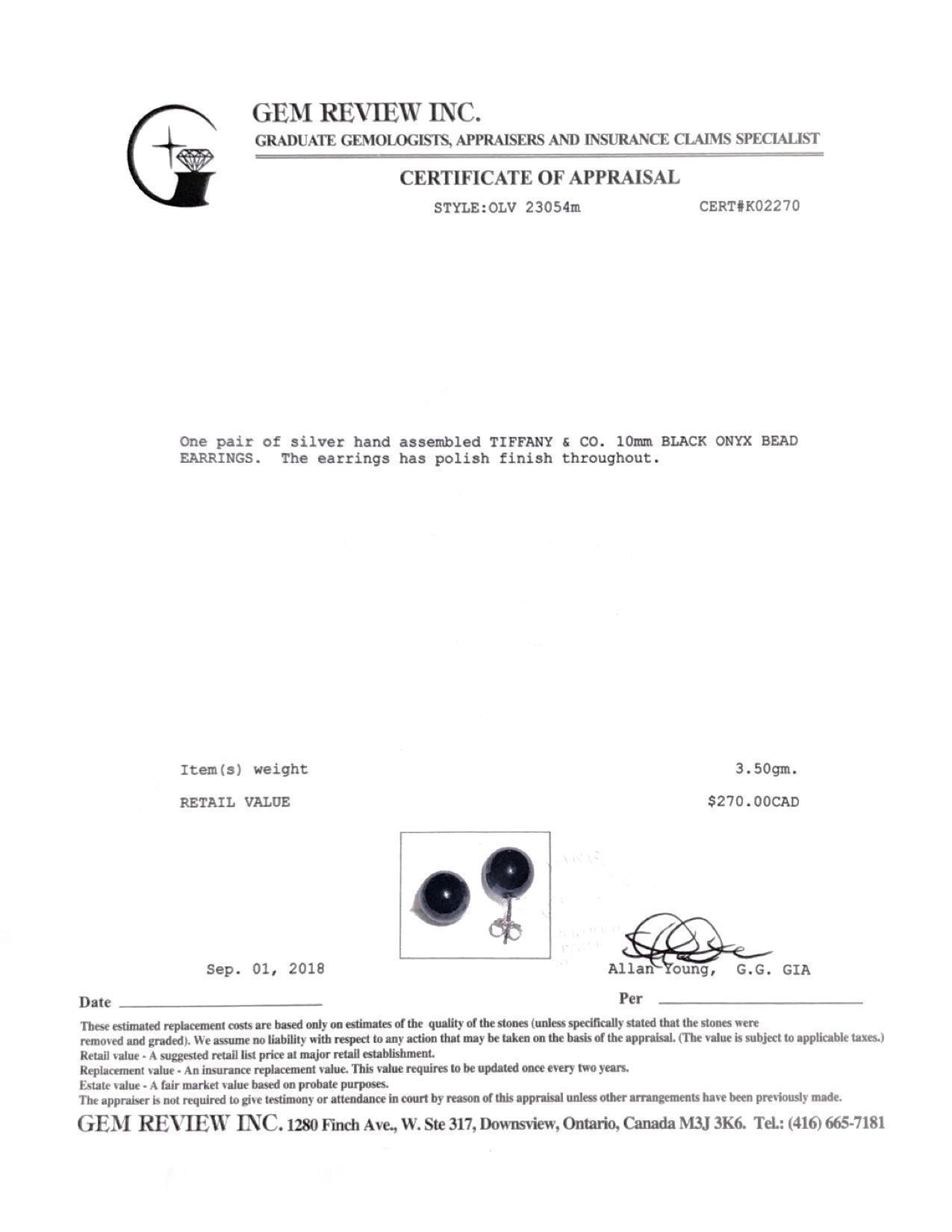 Tiffany & Co. Ziegfeld Collection Black Onyx Bead Earrings