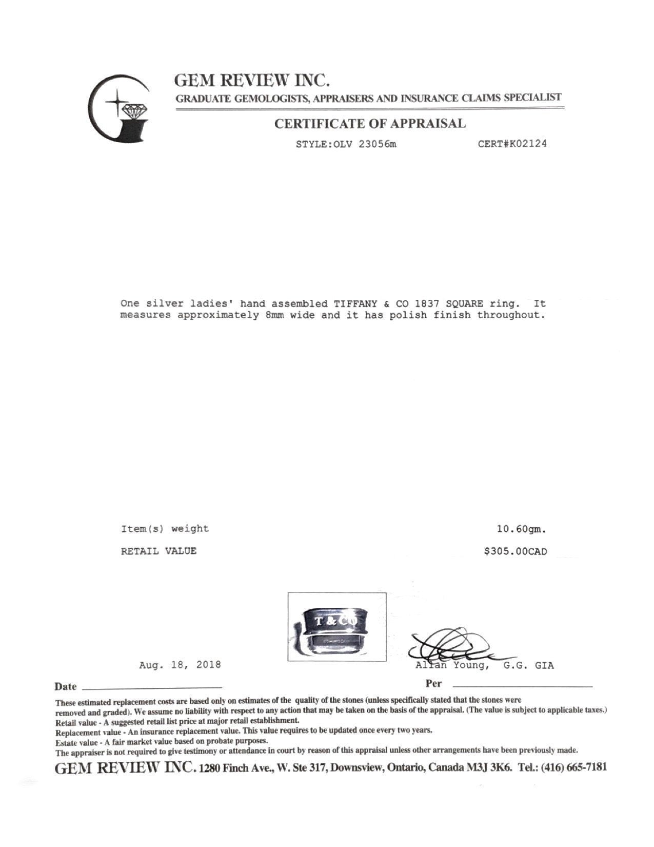 Tiffany & Co. 1837 Square Ring