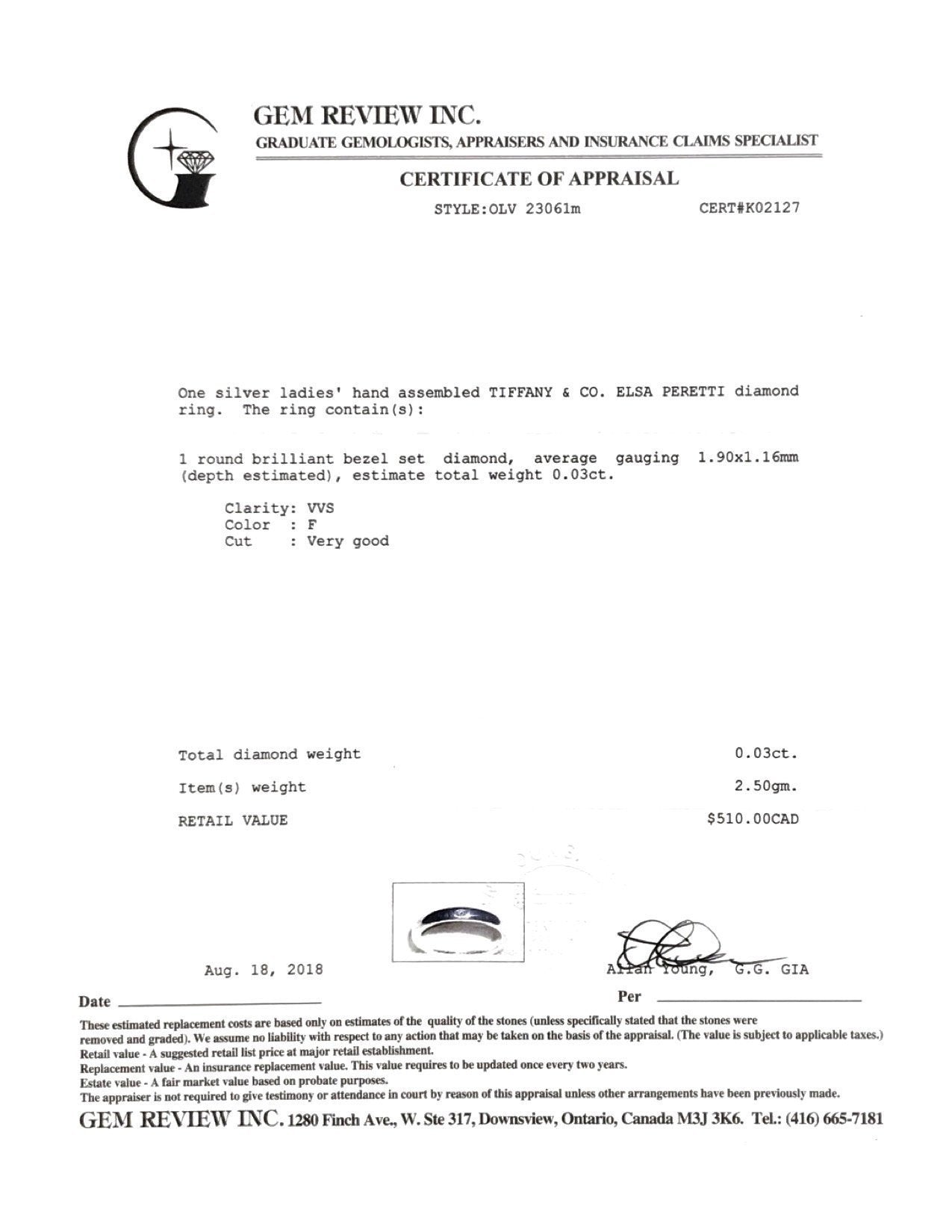 Tiffany & Co. Elsa Peretti Diamond Band Ring