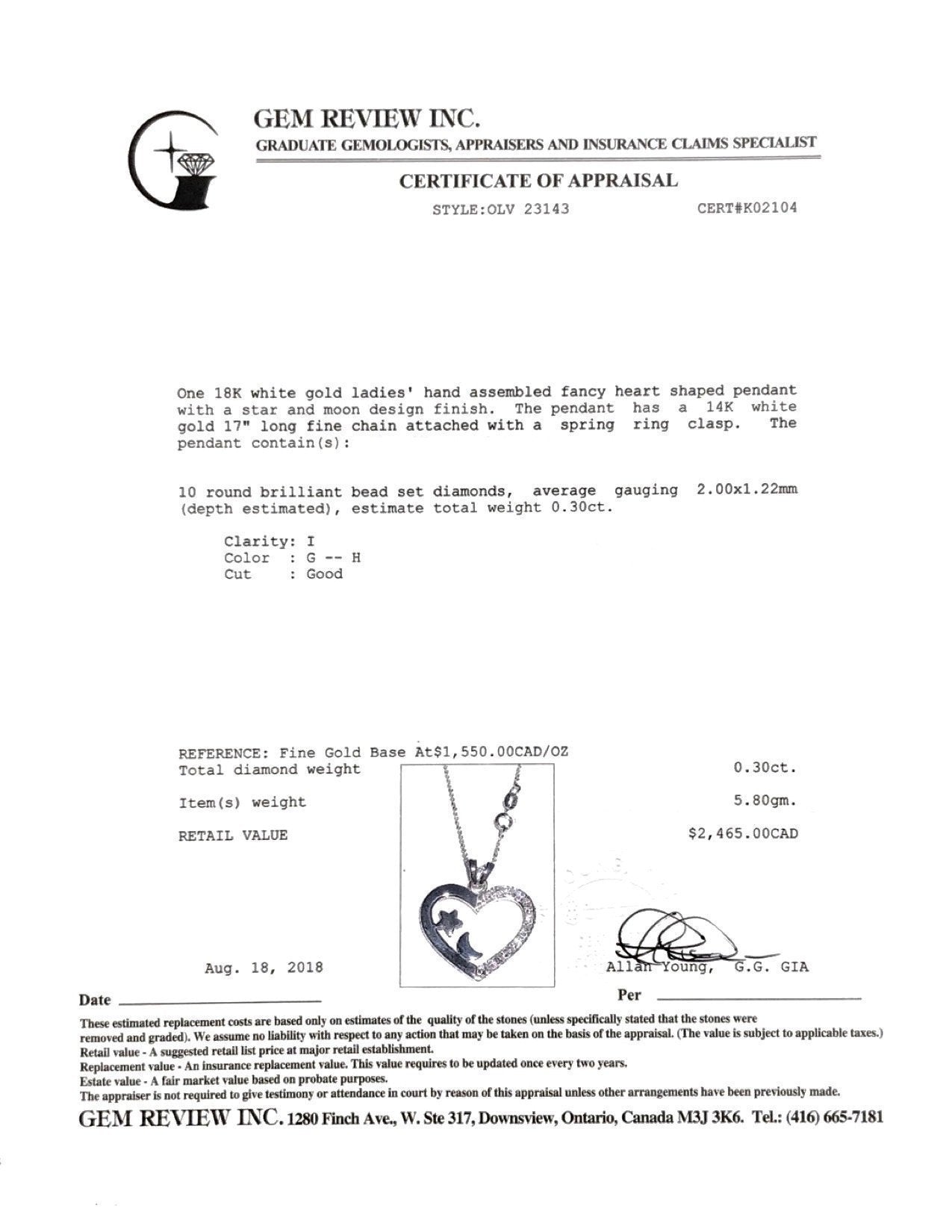 Diamond Heart, Star, and Moon Pendant Necklace