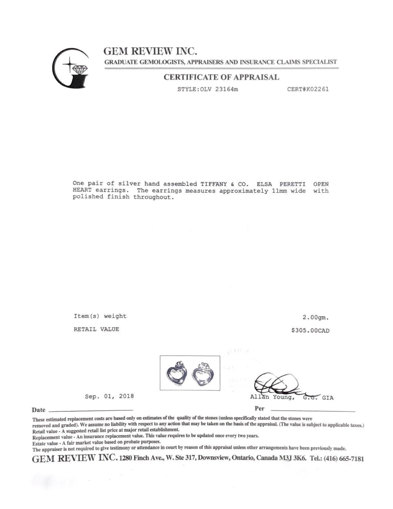 Tiffany & Co. Elsa Peretti Open Heart Earrings