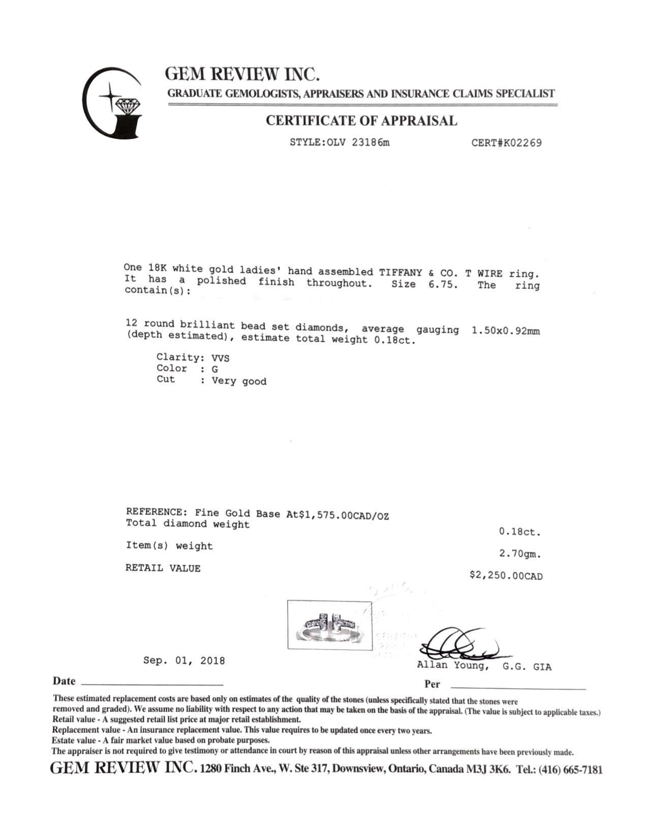 Tiffany & Co. T Wire Ring with Diamonds