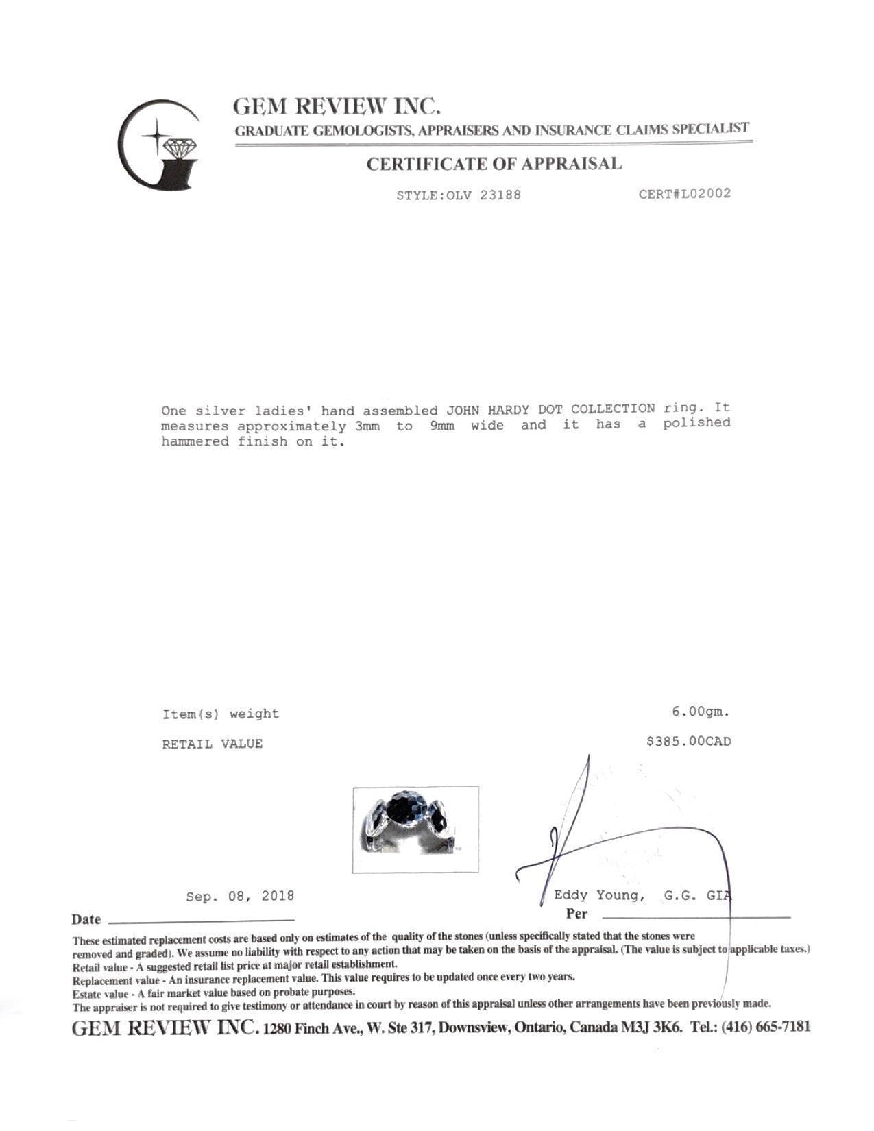 John Hardy Dot Collection Band Ring in Hammered Silver