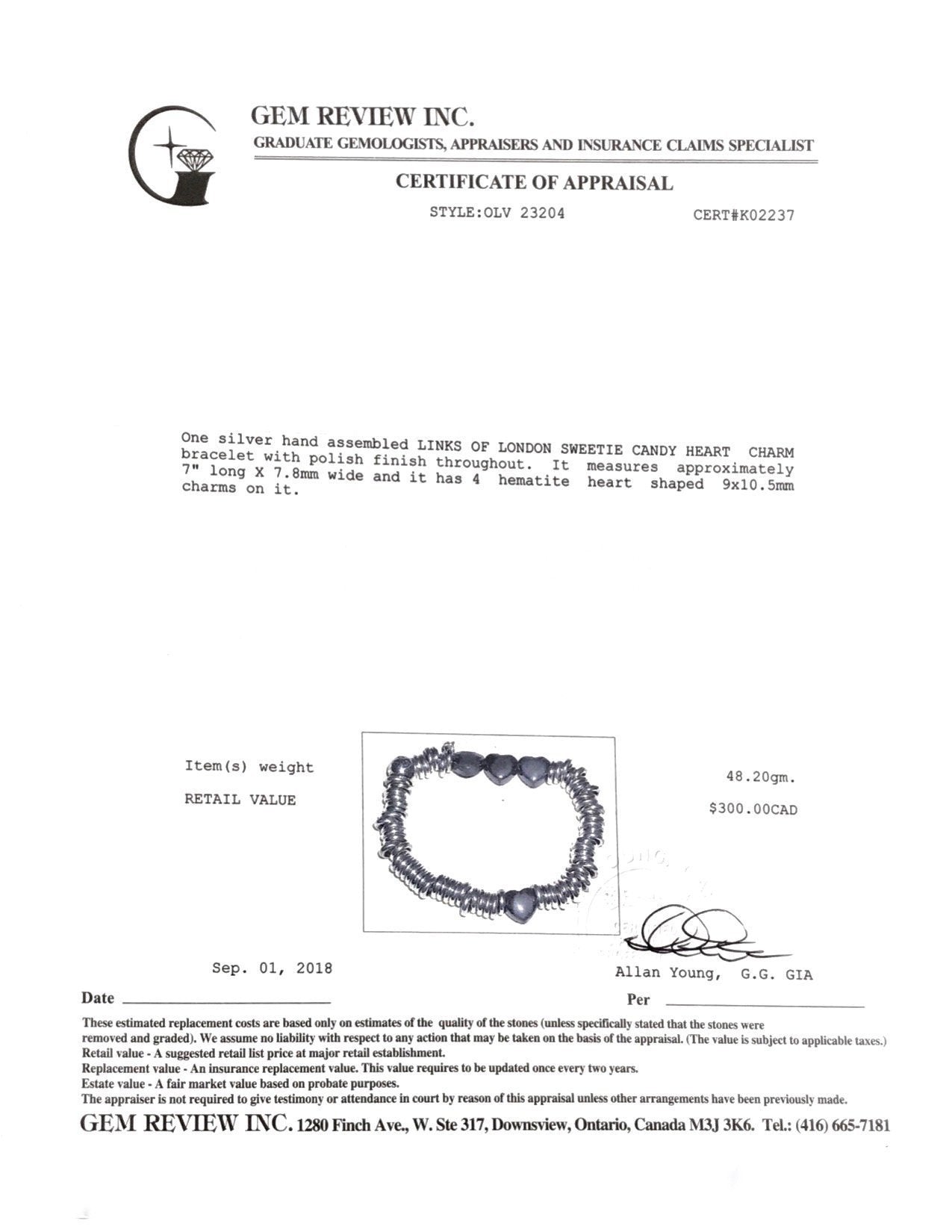 Links of London Candy Hearts Sweetie Charm Bracelet