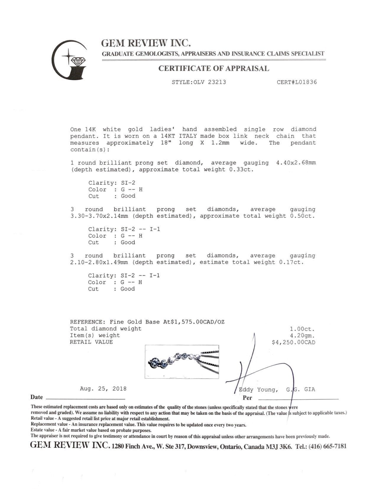 Diamond Drop Pendant Necklace