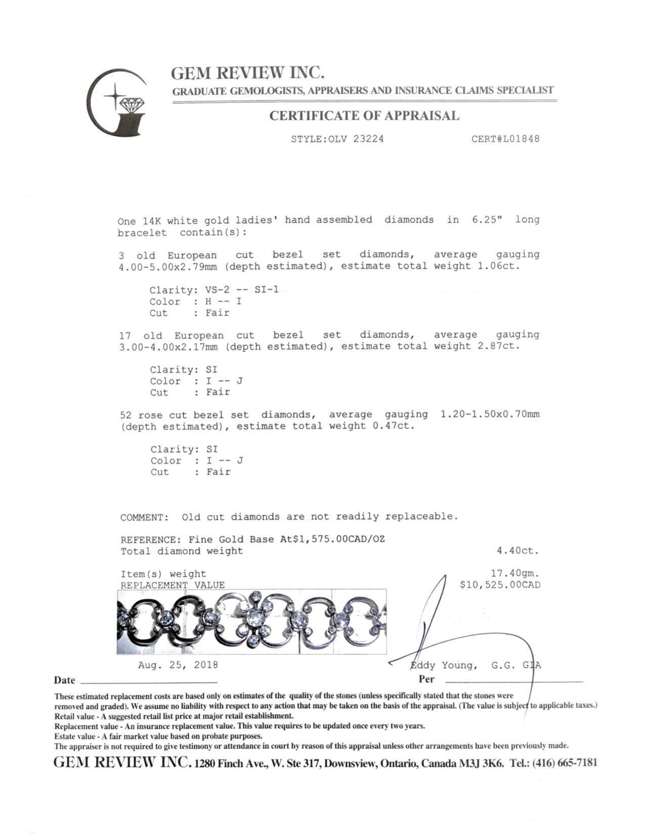 Antique Open Link Diamond Bracelet