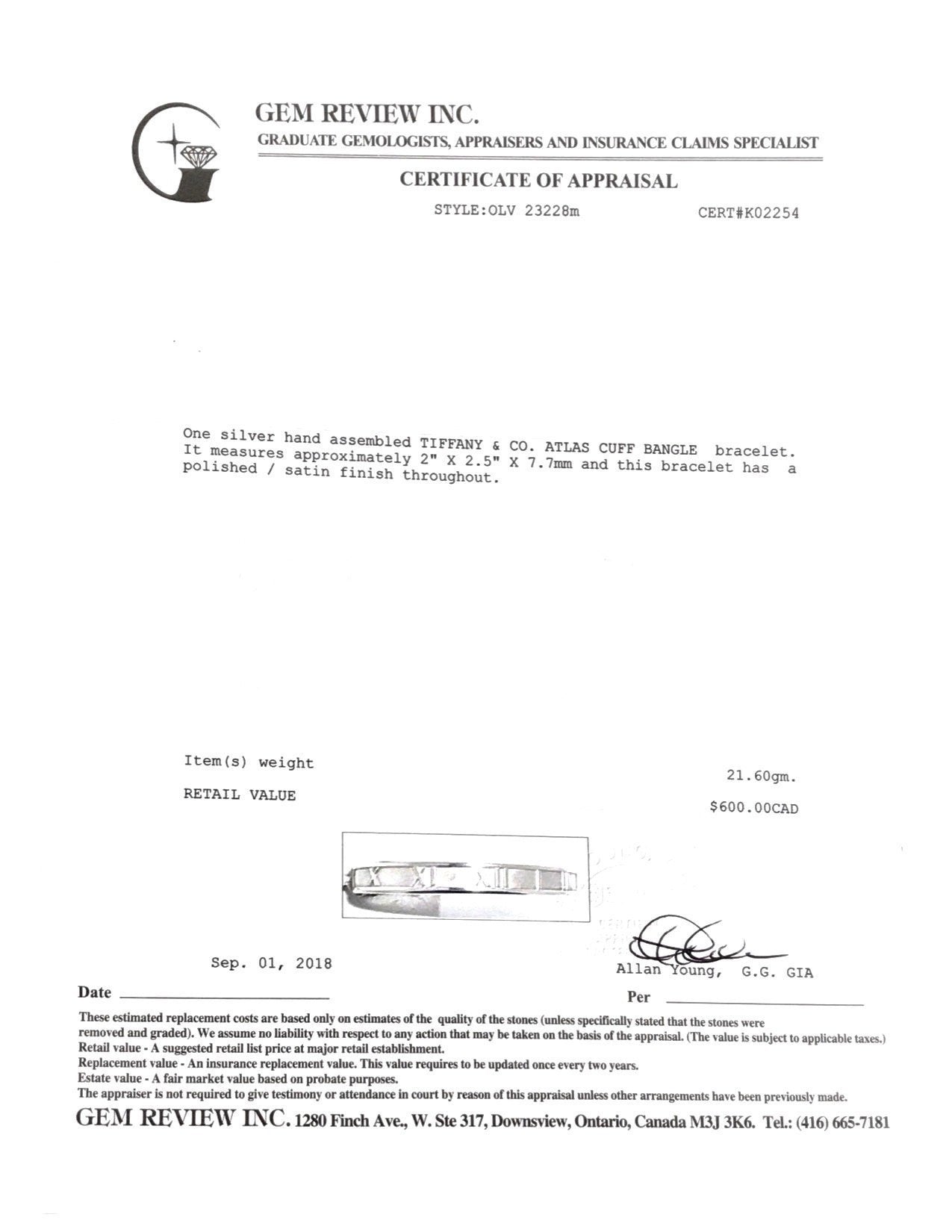 Tiffany & Co. Atlas Narrow Cuff