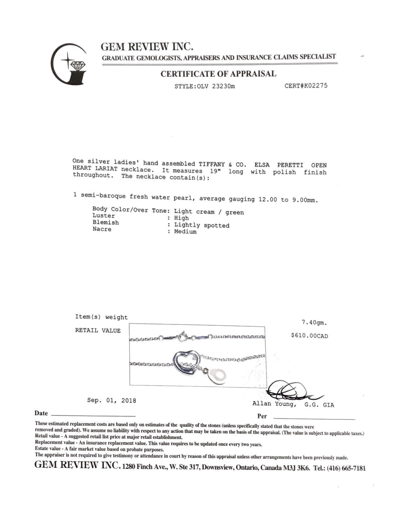 Tiffany & Co. Elsa Peretti Open Heart Lariat