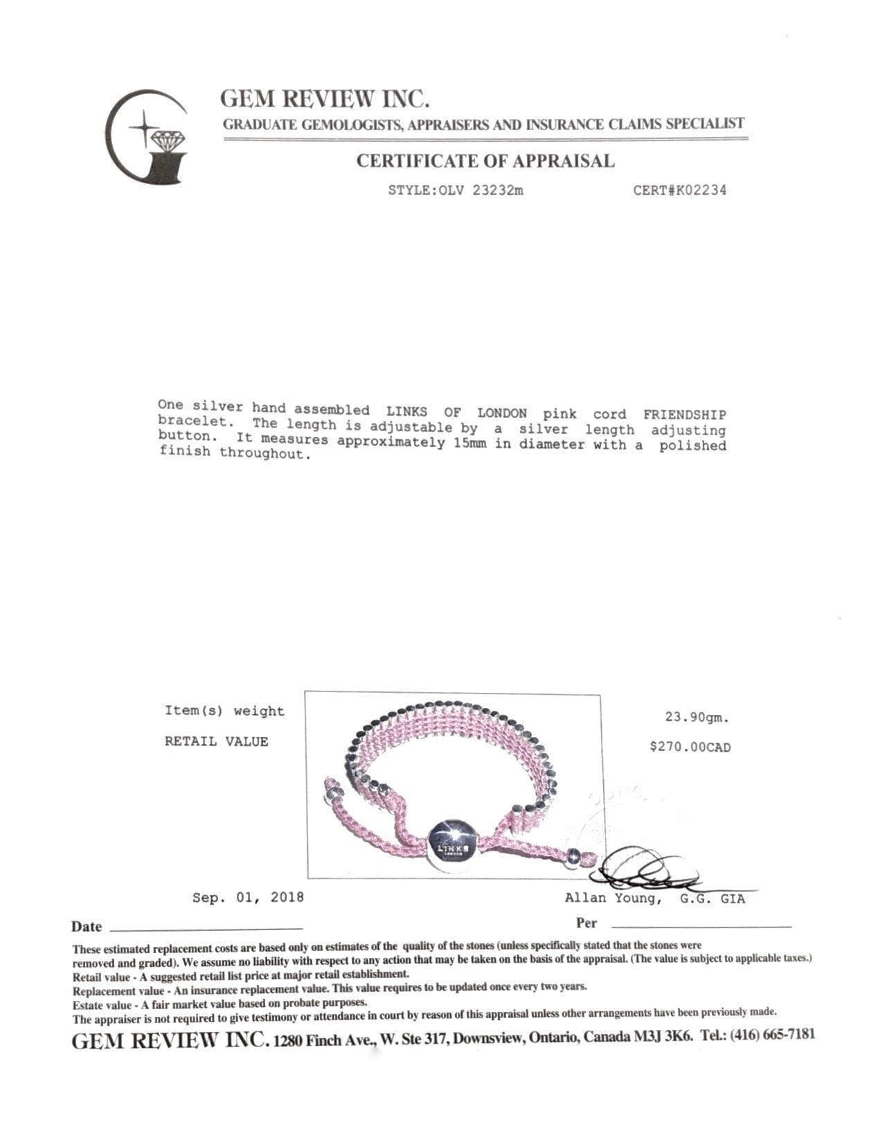 Links of London Pink Friendship Bracelet