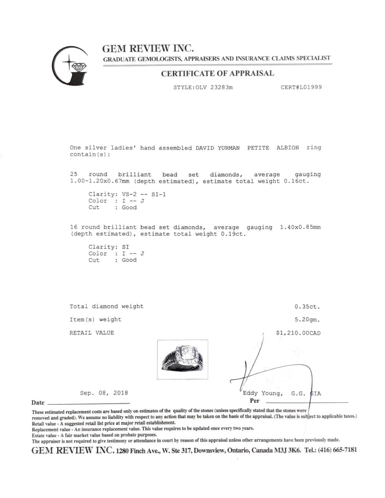 David Yurman Diamond Petite Albion Ring