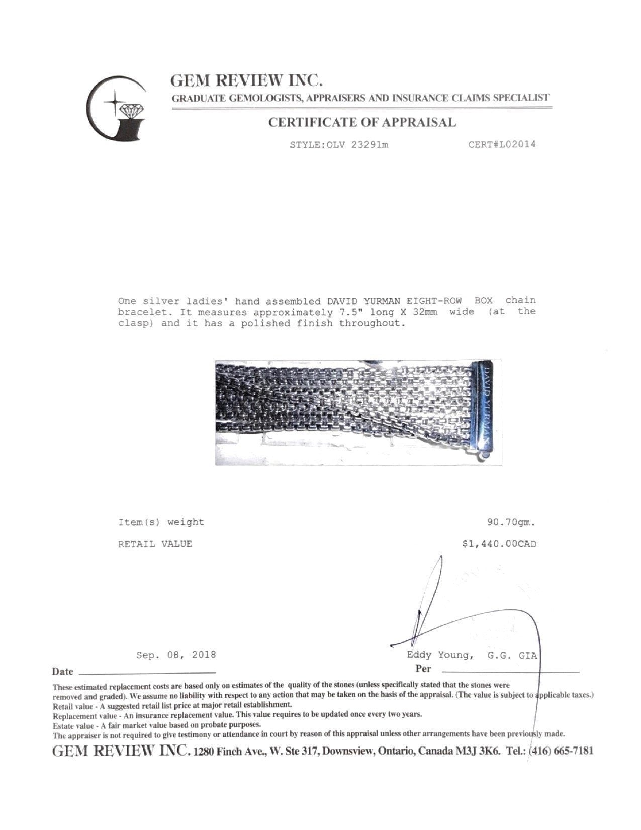 David Yurman Eight-Row Box Chain Bracelet