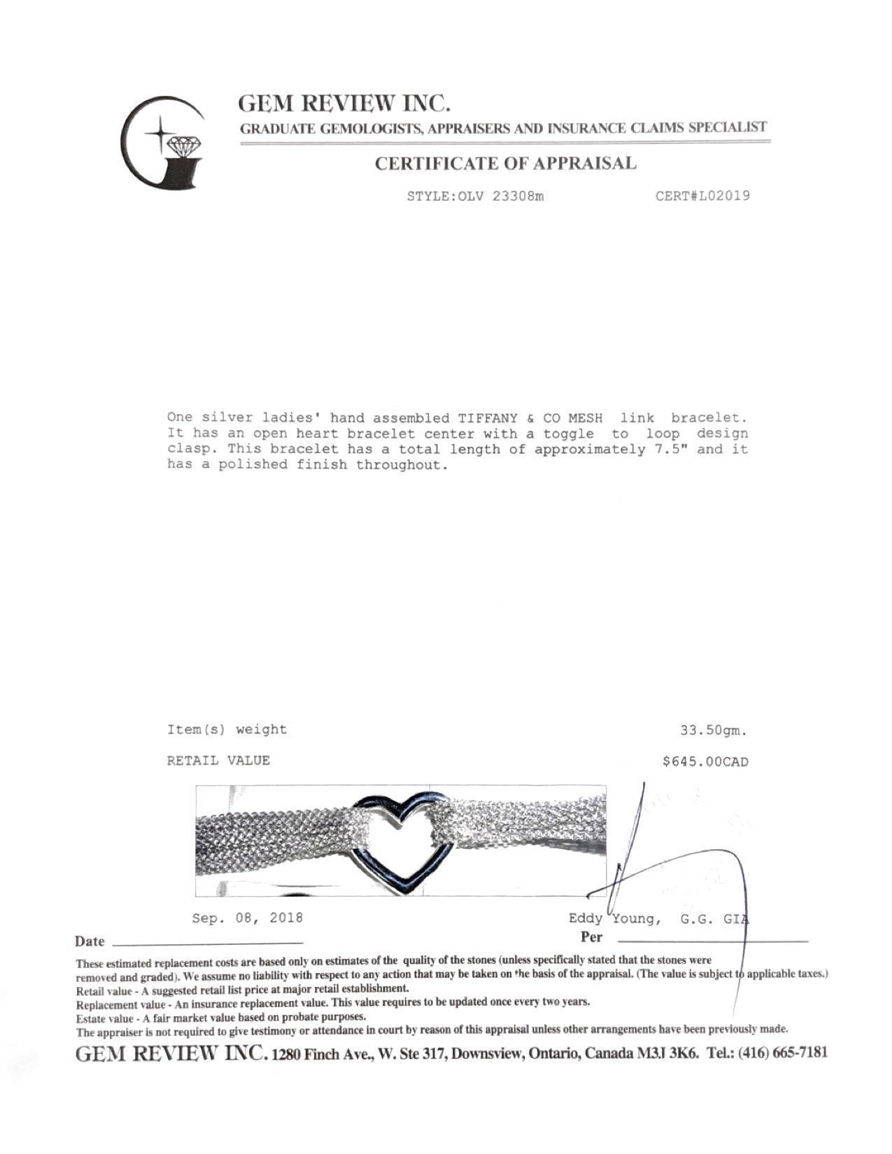 Tiffany & Co. Mesh Heart Bracelet