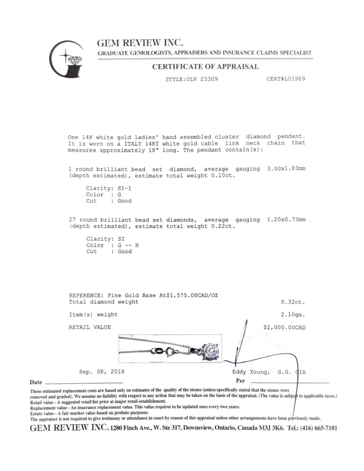 Cluster Diamond Pendant Necklace