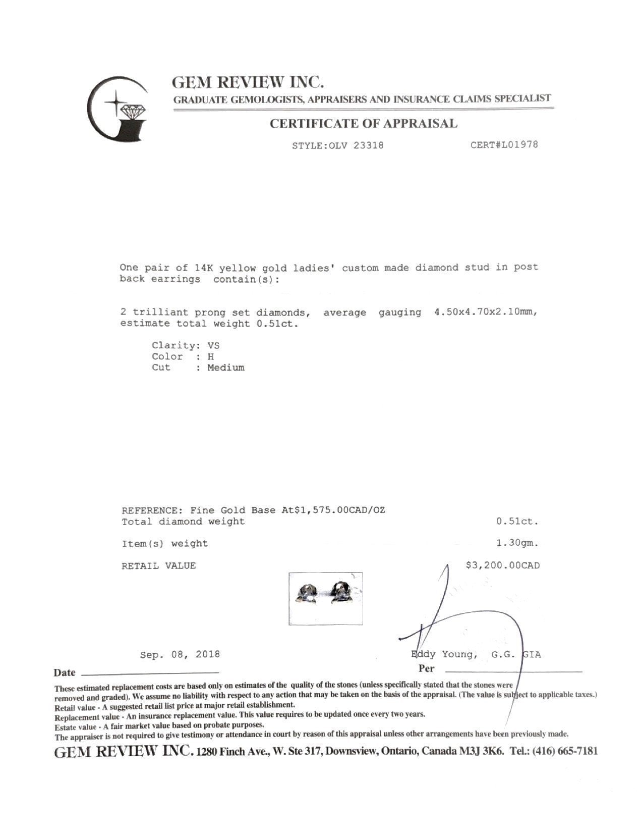 Trilliant Cut Diamond Stud Earrings