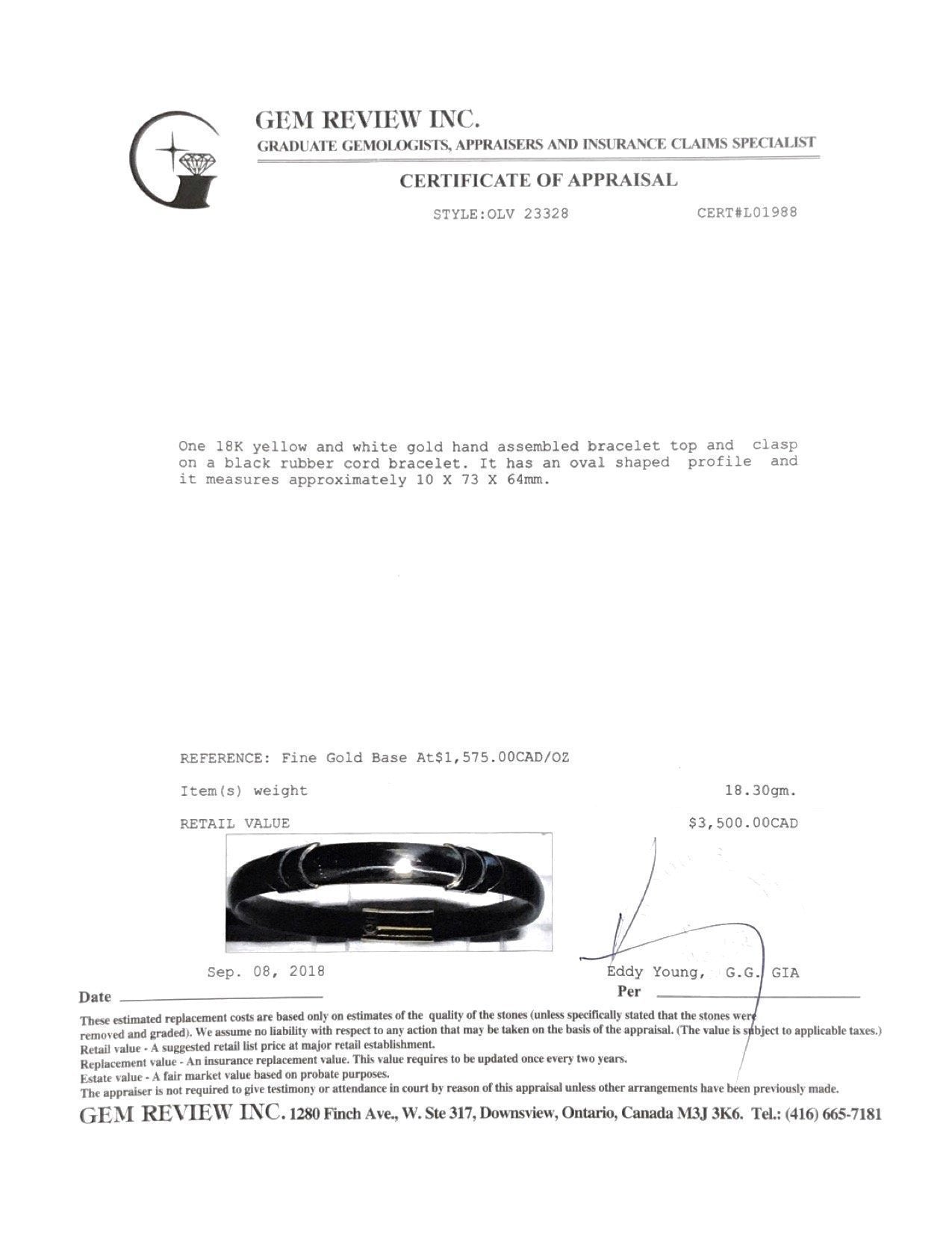 Two-Tone Gold and Rubber Bracelet