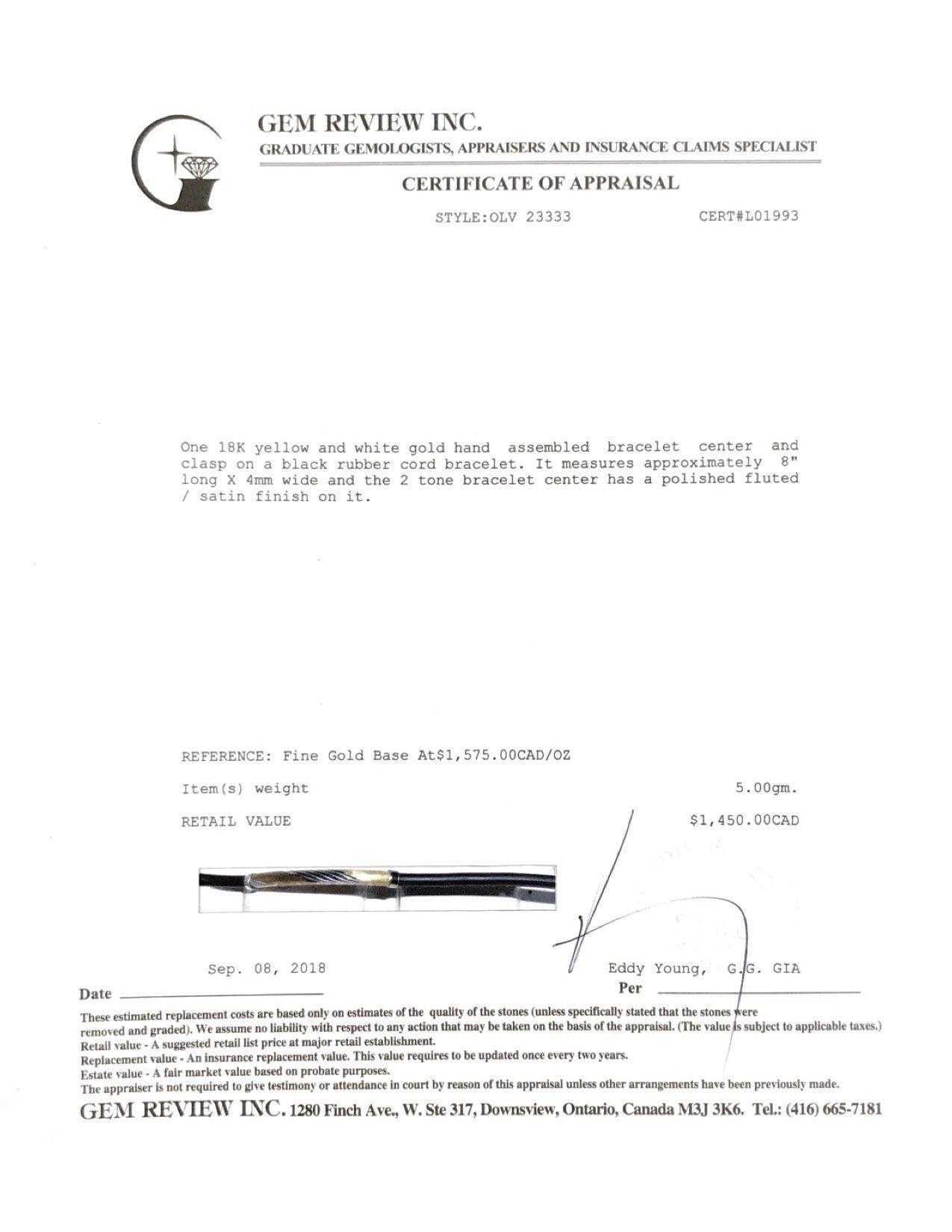 Two-Tone Gold and Rubber Bracelet