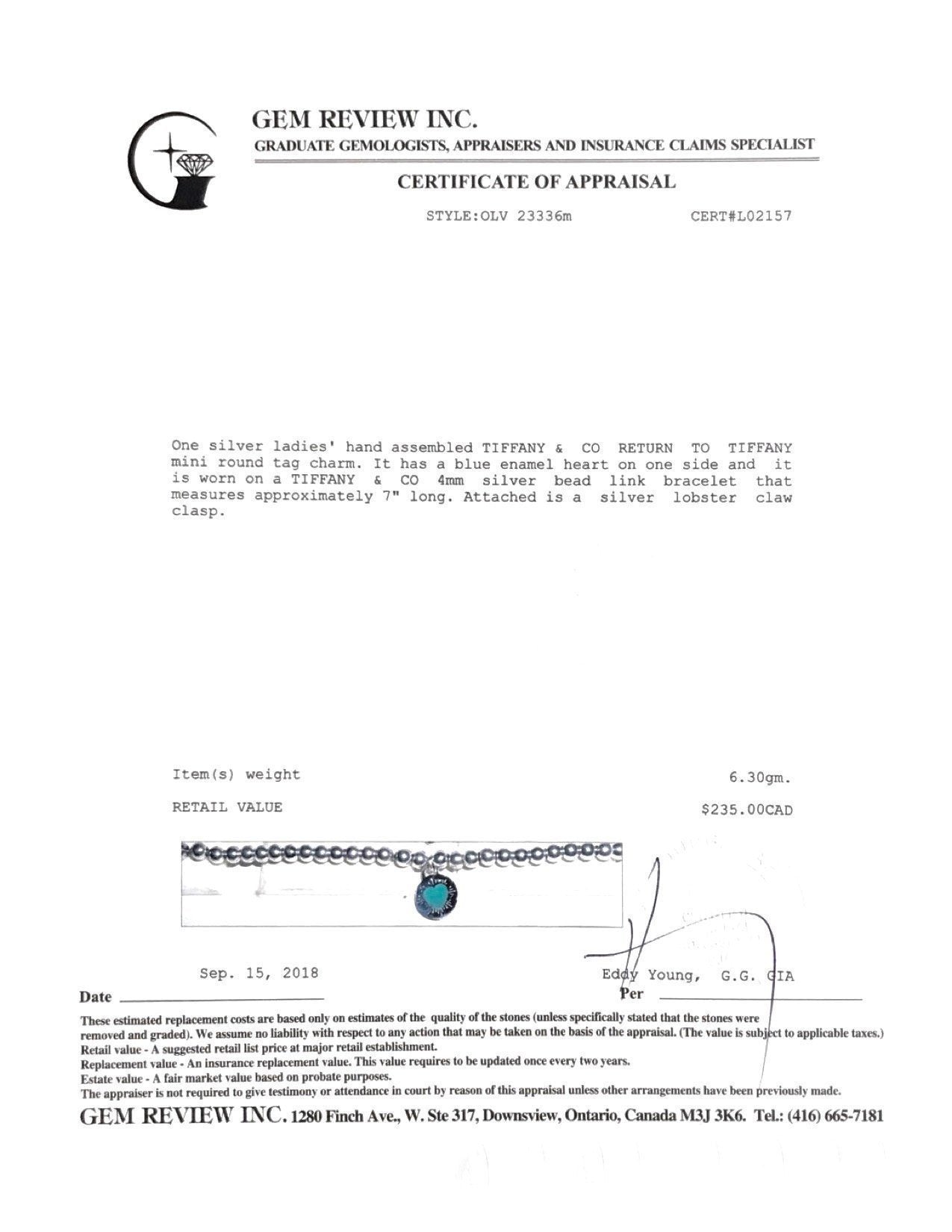 Tiffany & Co. Return to Tiffany Mini Round Heart Charm Bead Bracelet