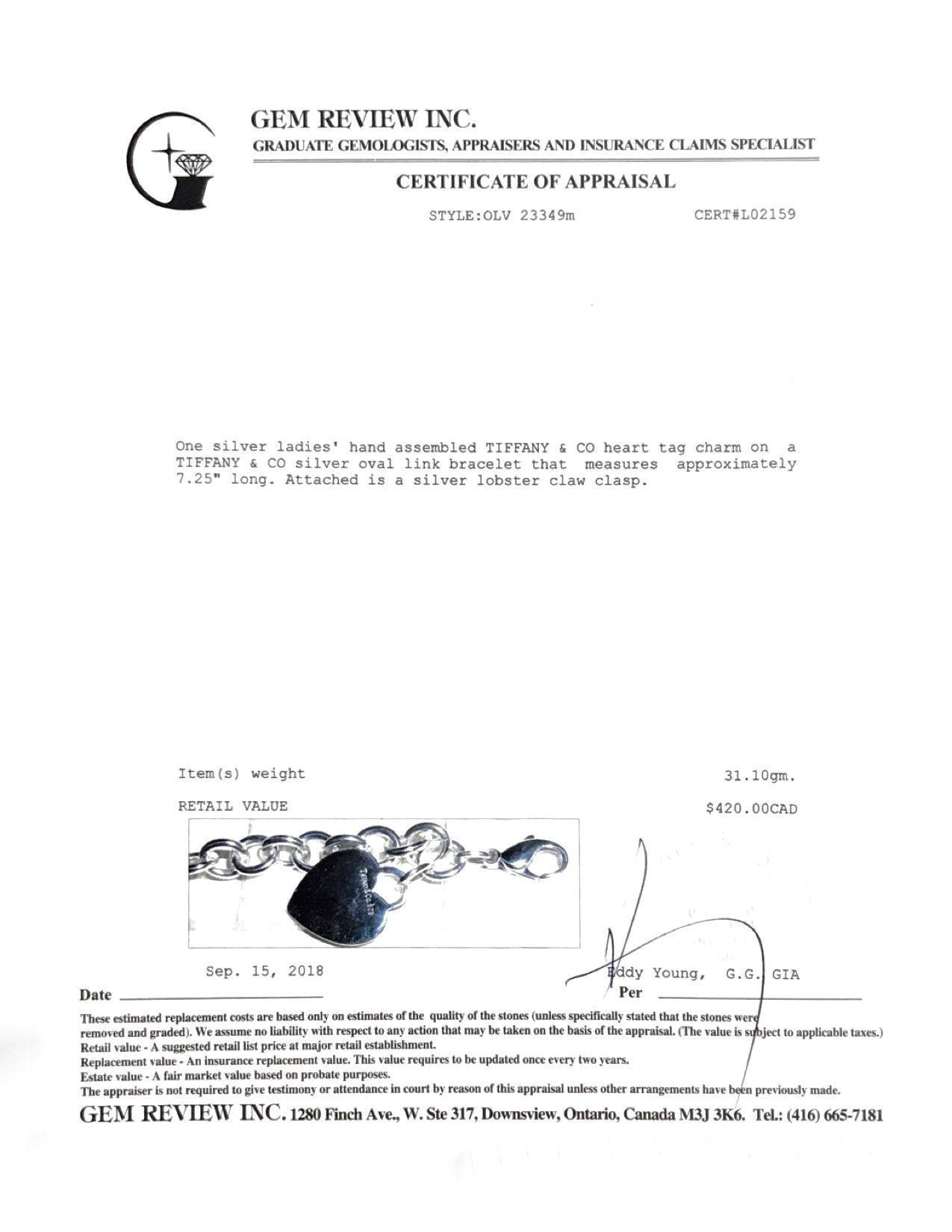 Tiffany & Co. Heart Tag Charm Bracelet