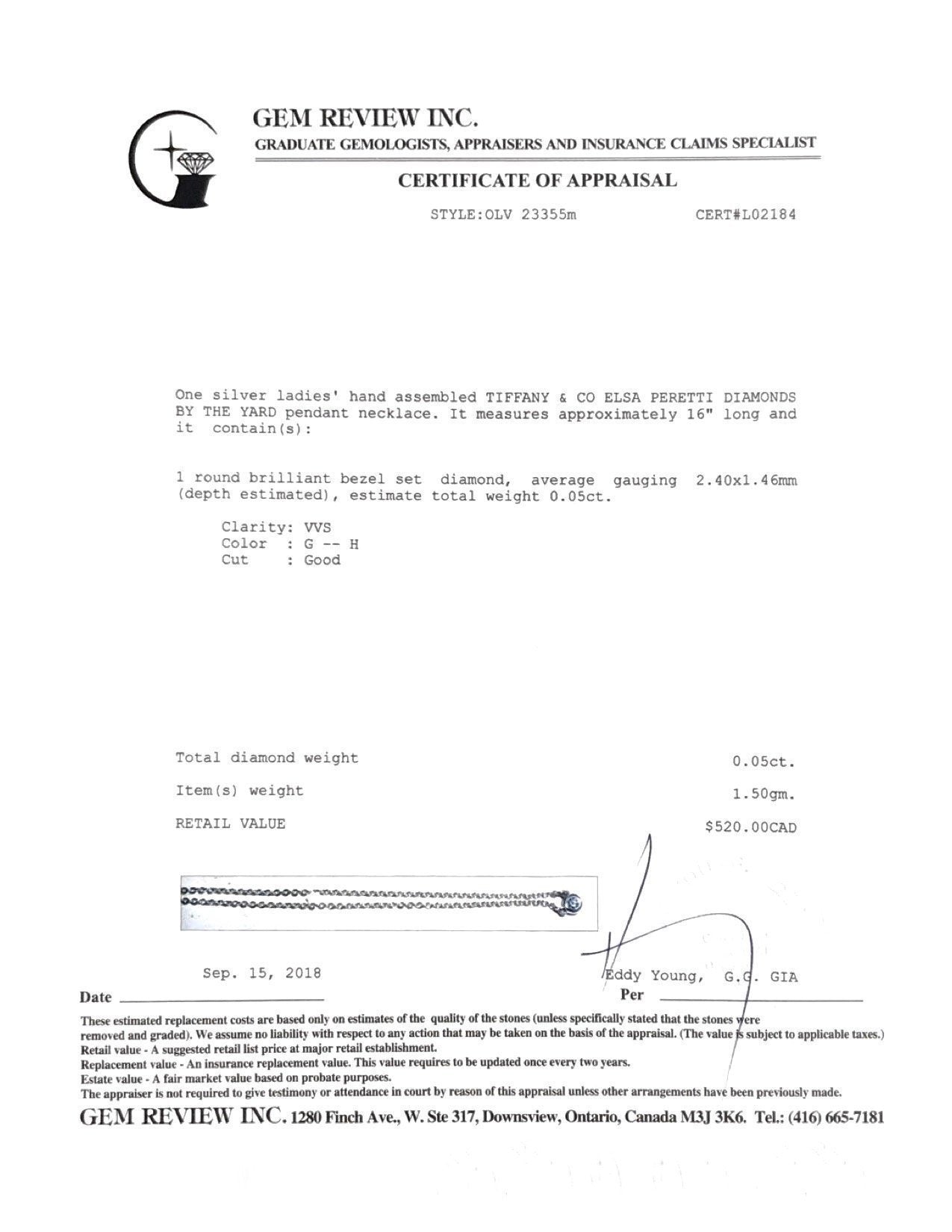 Tiffany & Co. Elsa Peretti Diamonds by the Yard Pendant Necklace