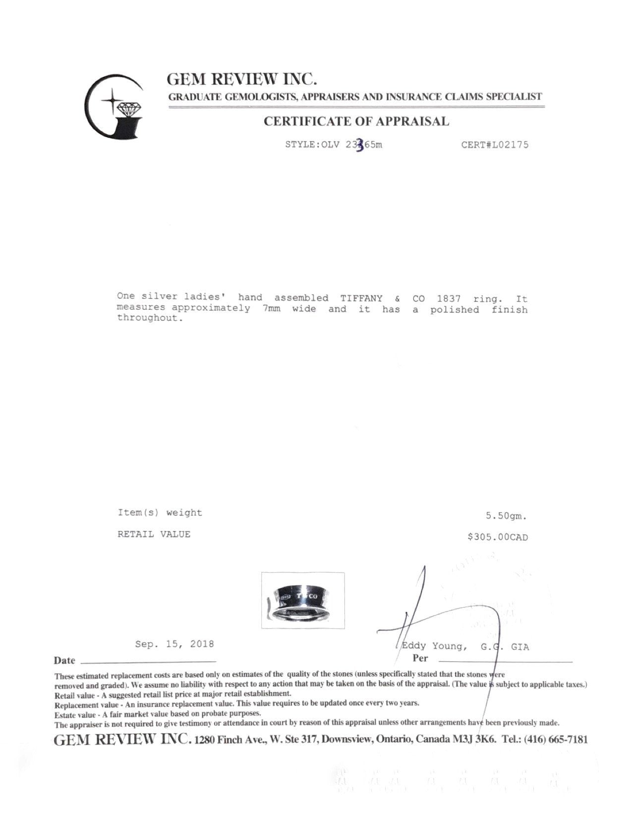 Tiffany & Co. 1837 Ring