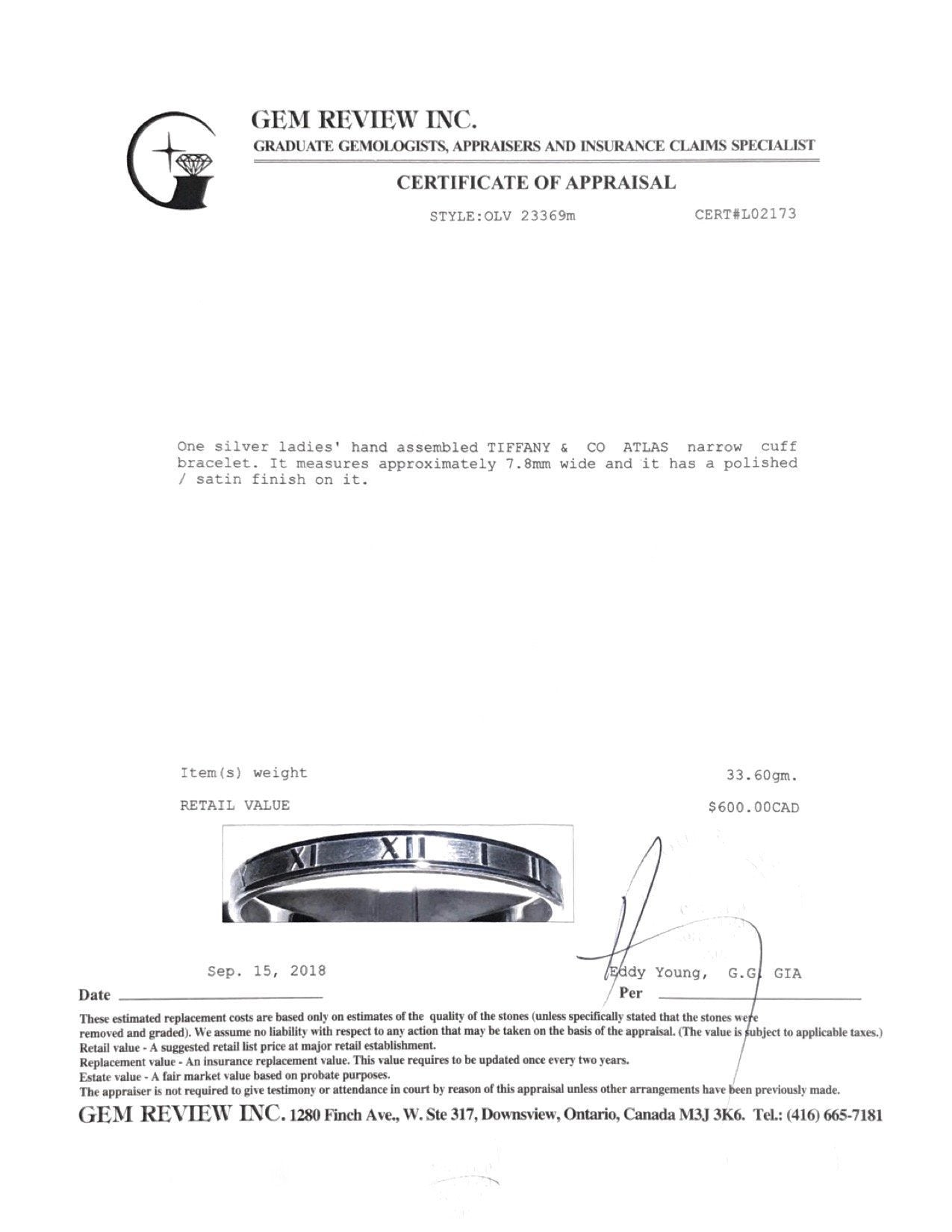 Tiffany & Co. Atlas Narrow Cuff