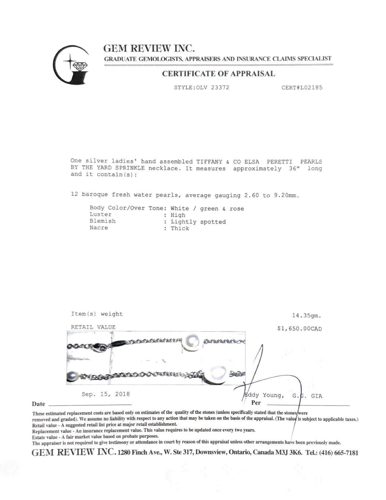 Tiffany & Co. Elsa Peretti Pearls by the Yard Sprinkle Necklace