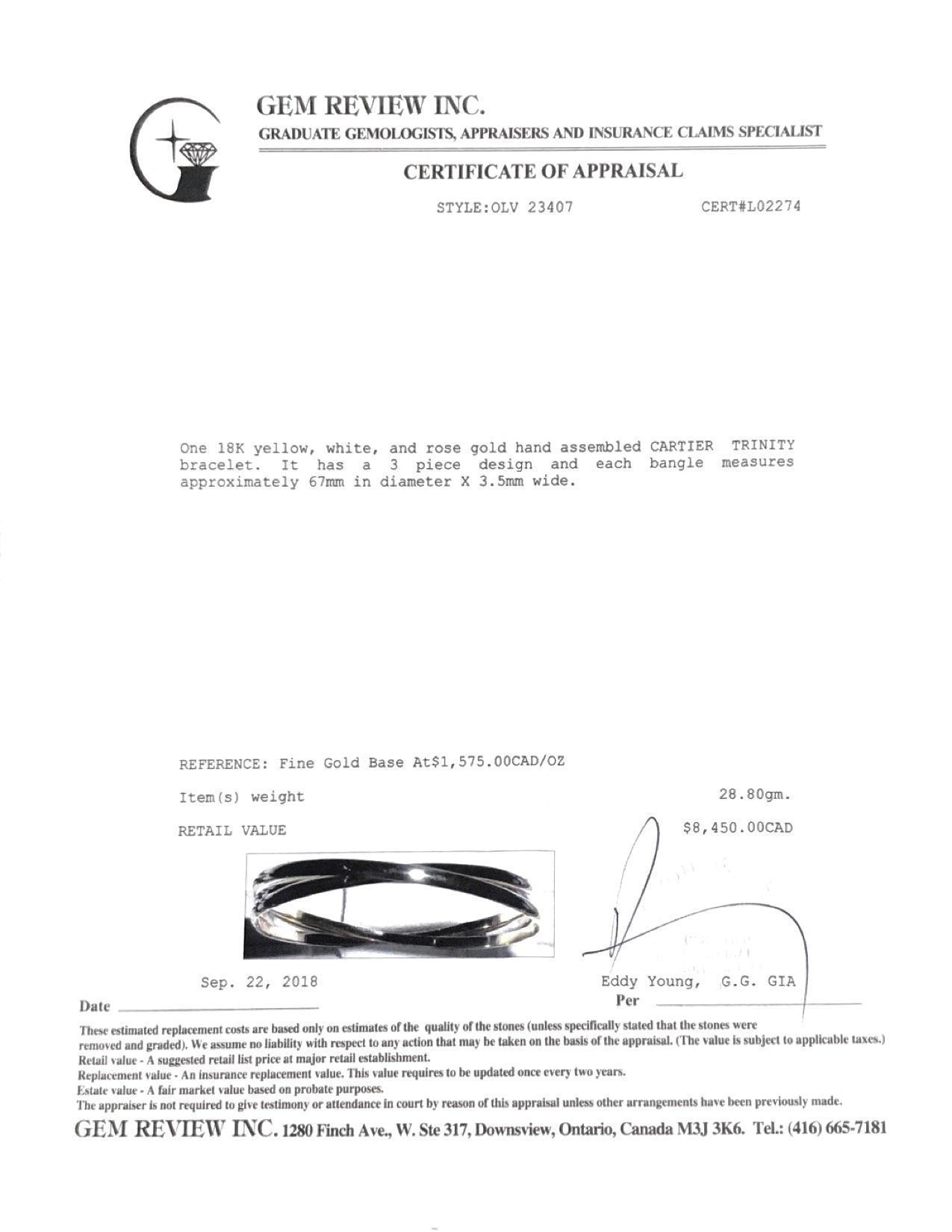 Cartier Trinity Bracelet, Small Model