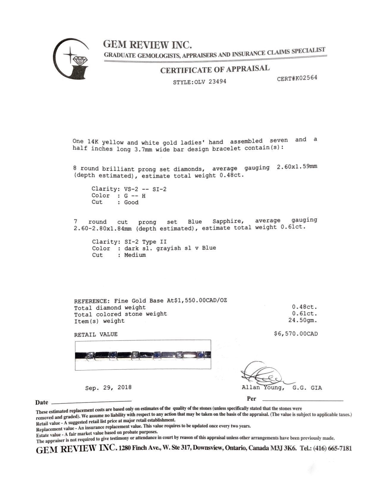 Two-Tone Diamond and Sapphire Link Bracelet