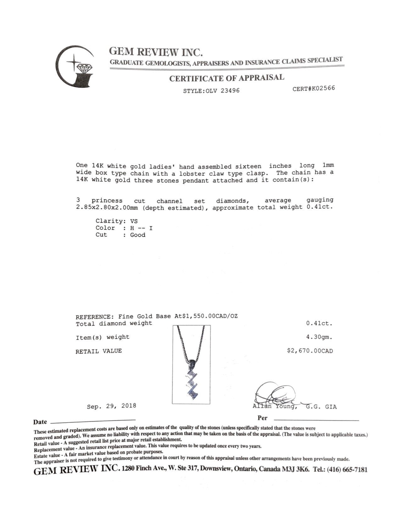 Three Stone Diamond Drop Pendant Necklace