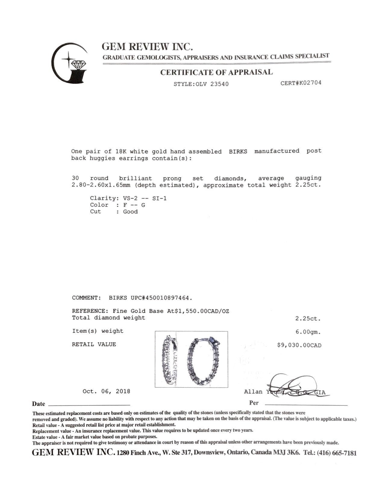 Birks Diamond Oval Hoop Earrings