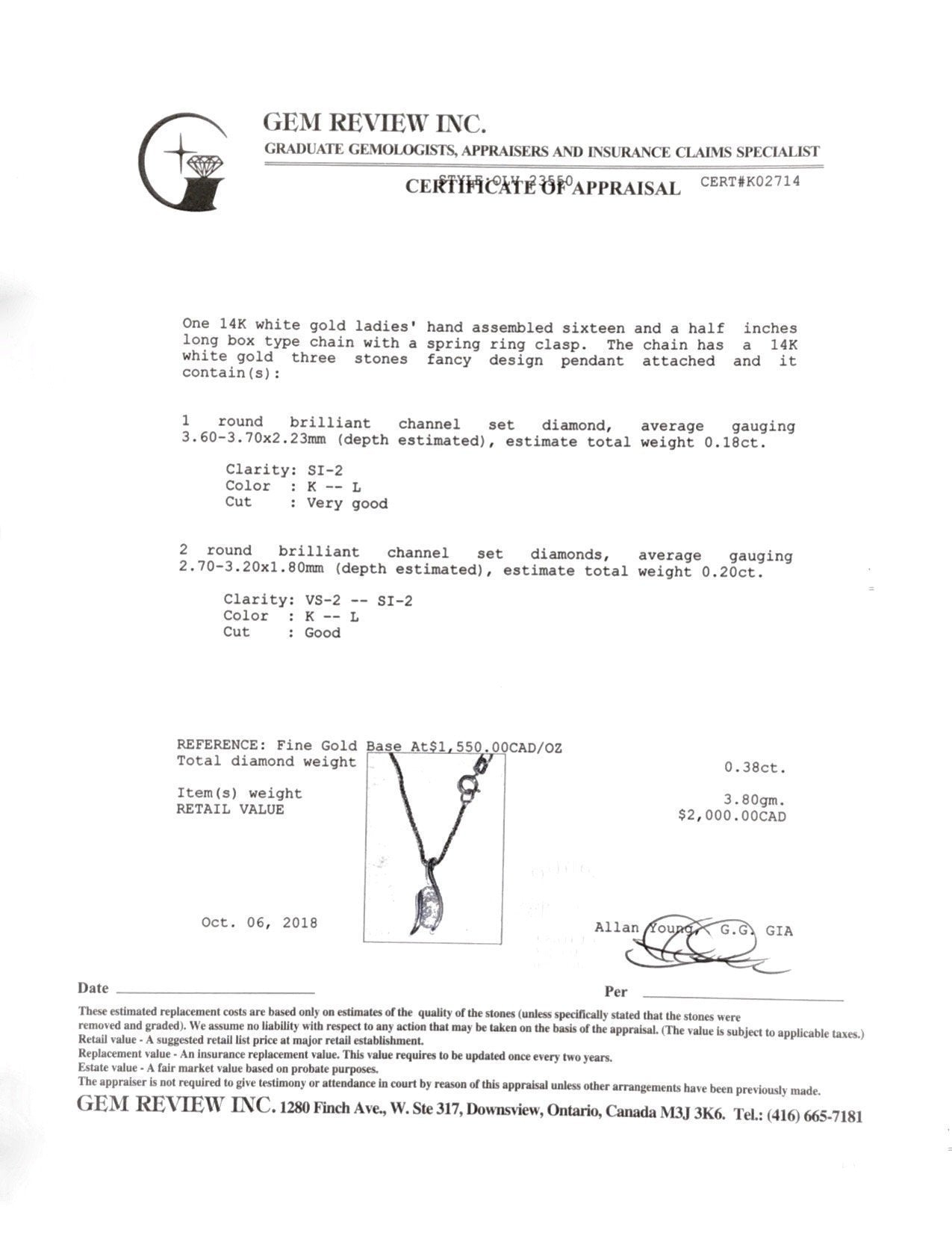 Chanel-Set Three Stone Diamond Drop Pendant Necklace