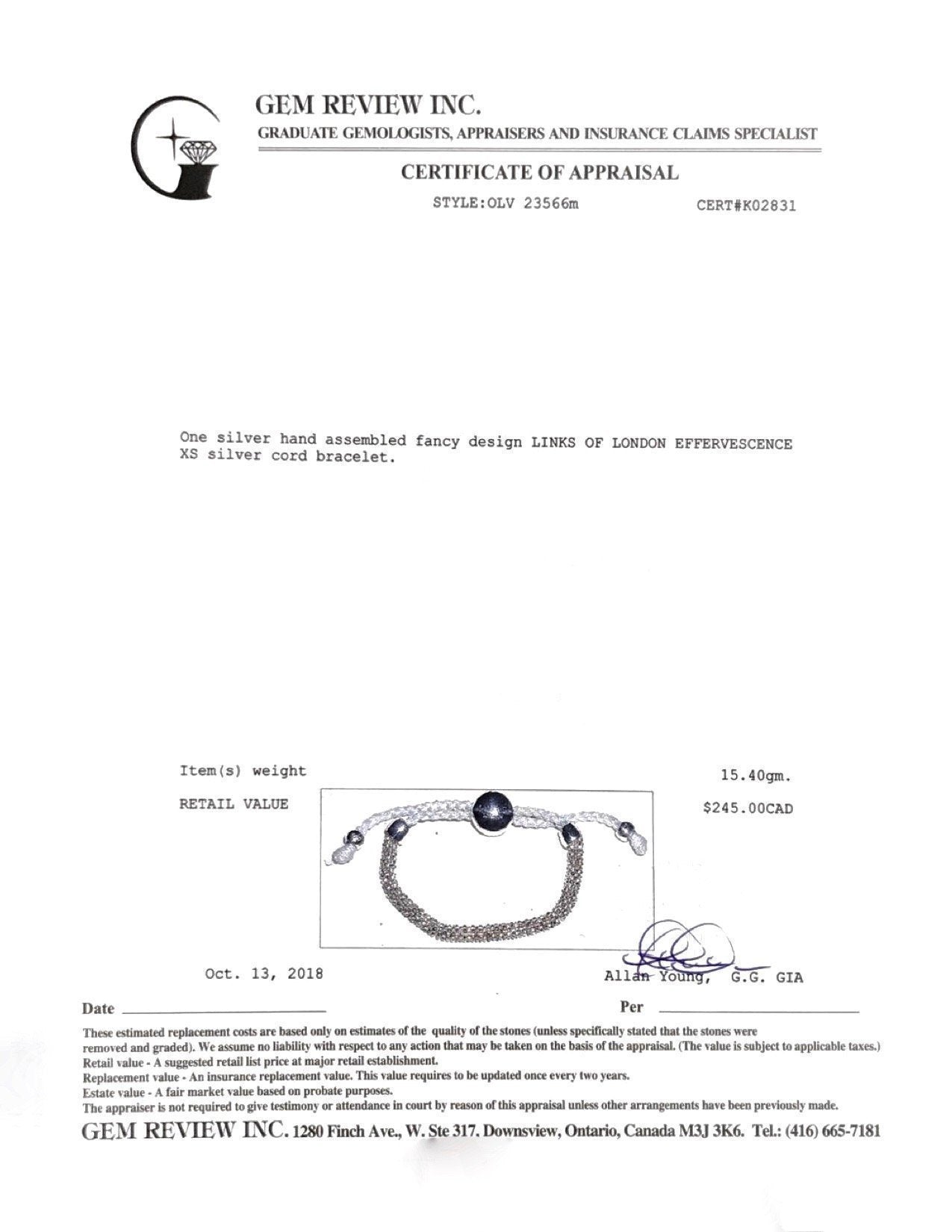 Links of London Effervescence XS Cord Bracelet