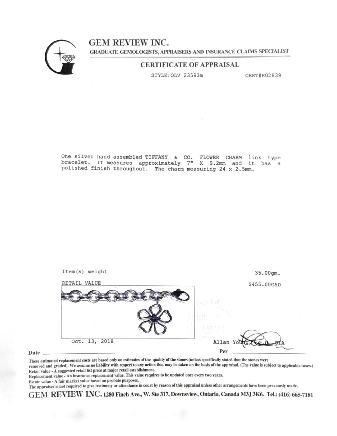 Tiffany & Co. Flower Charm Bracelet