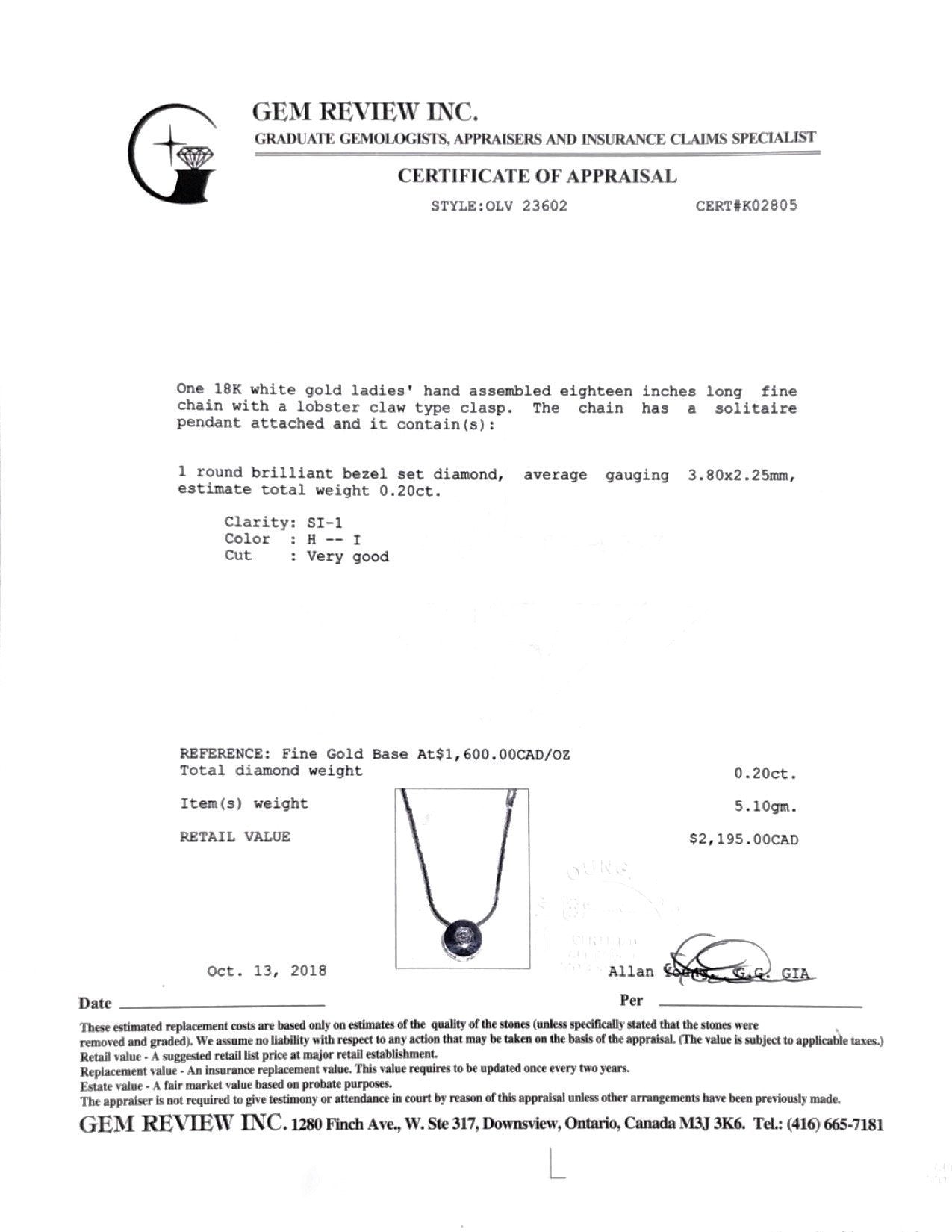 Bezel-Set Diamond Solitaire Pendant Necklace