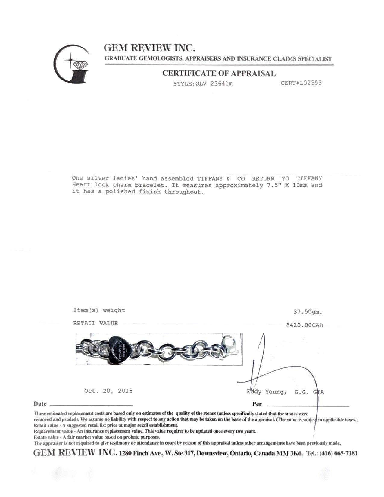 Tiffany & Co. Return to Tiffany Heart Lock Charm Bracelet